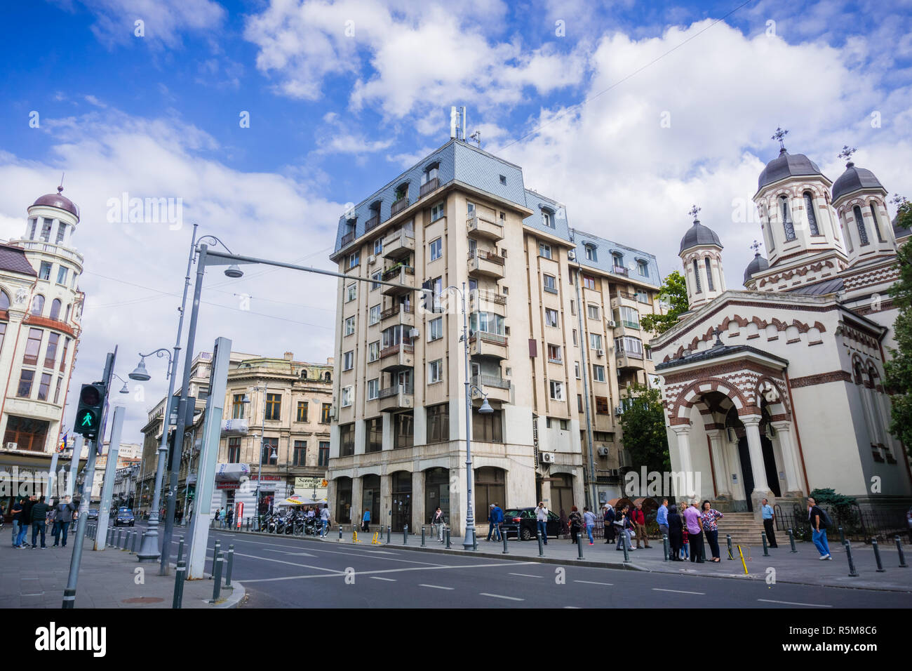 September 22, 2017 Bucharest/Romania - Tourists on Victoriei Avenue in downtown Bucharest Stock Photo