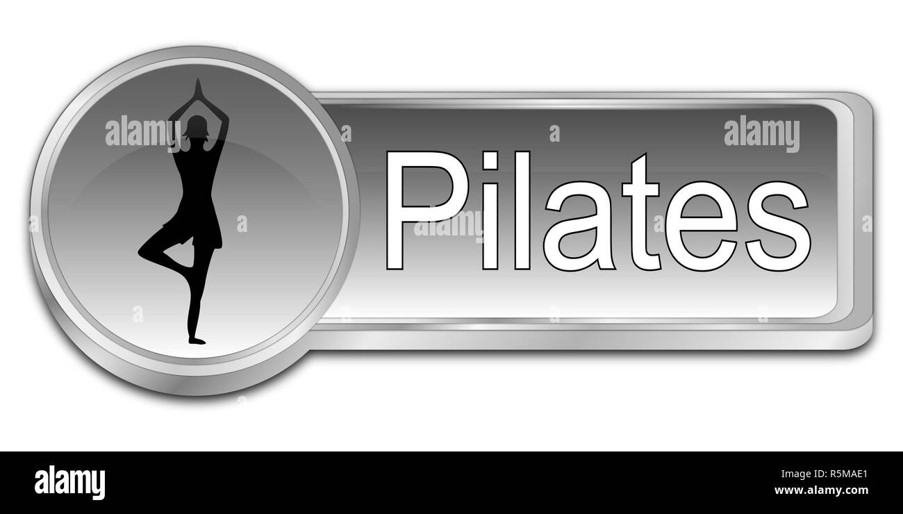 silver Pilates button - 3D illustration Stock Photo