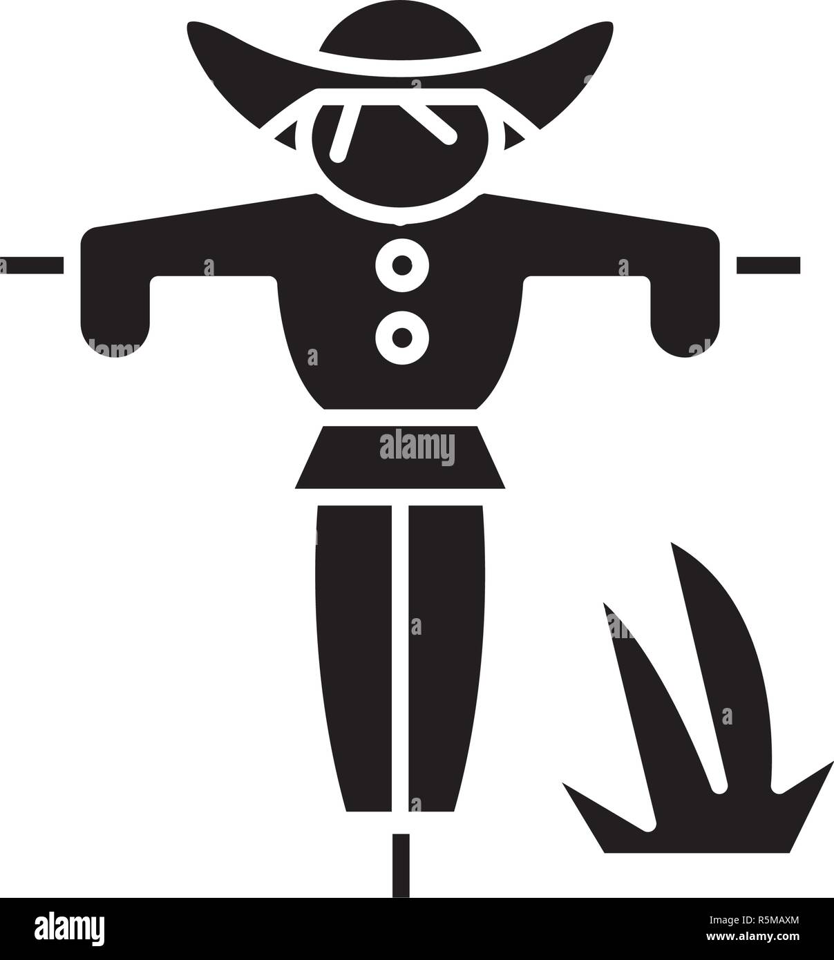 Scarecrow black icon, vector sign on isolated background. Scarecrow