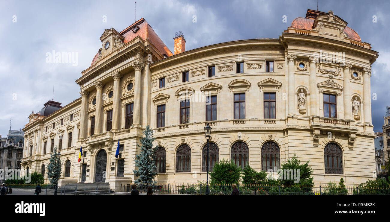 September 22, 2017 Bucharest/Romania - The Romanian National Bank (BNR) housed in an old building in the old town Stock Photo
