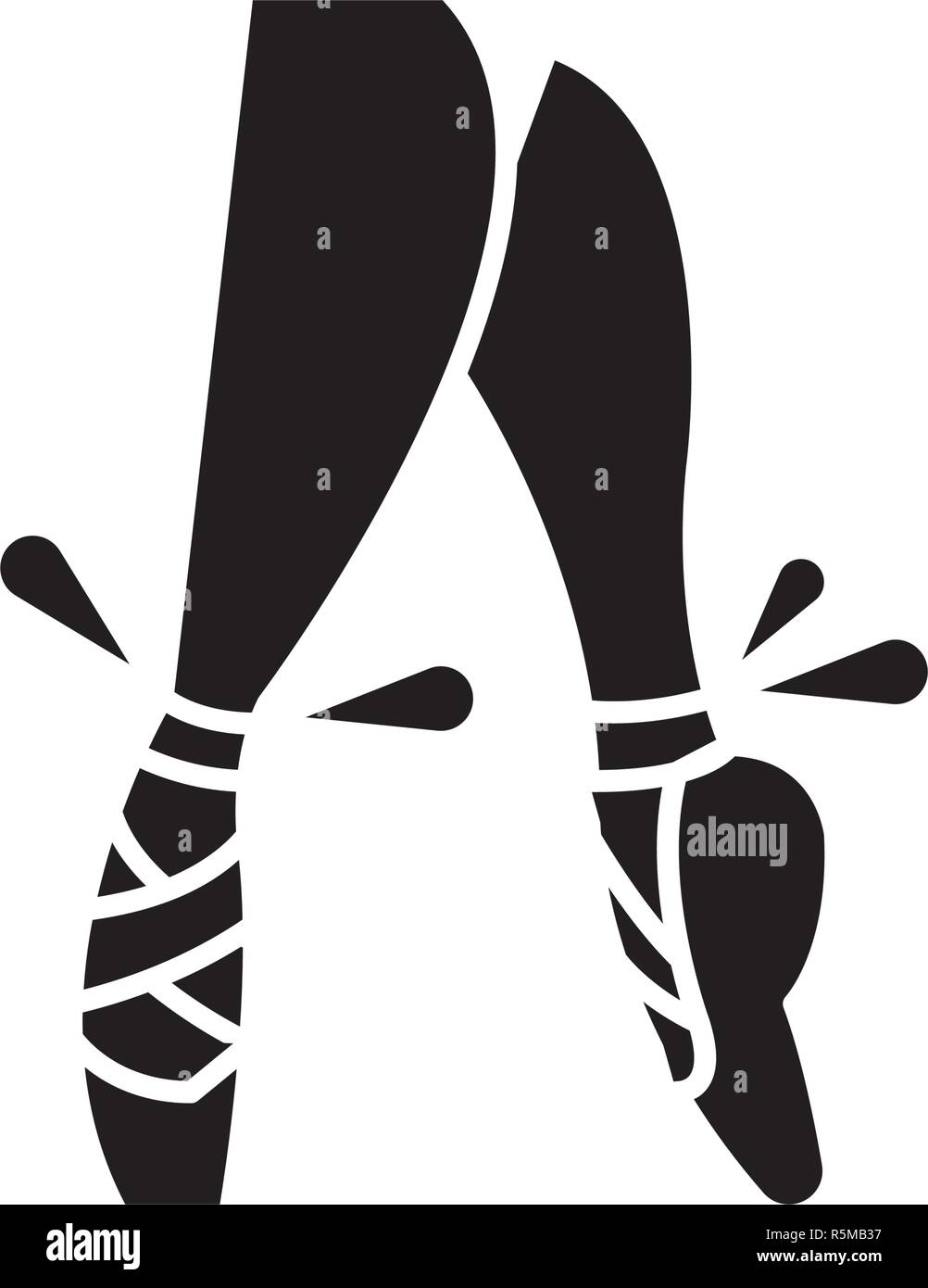 Ballet pointe shoes black icon, vector sign on isolated background