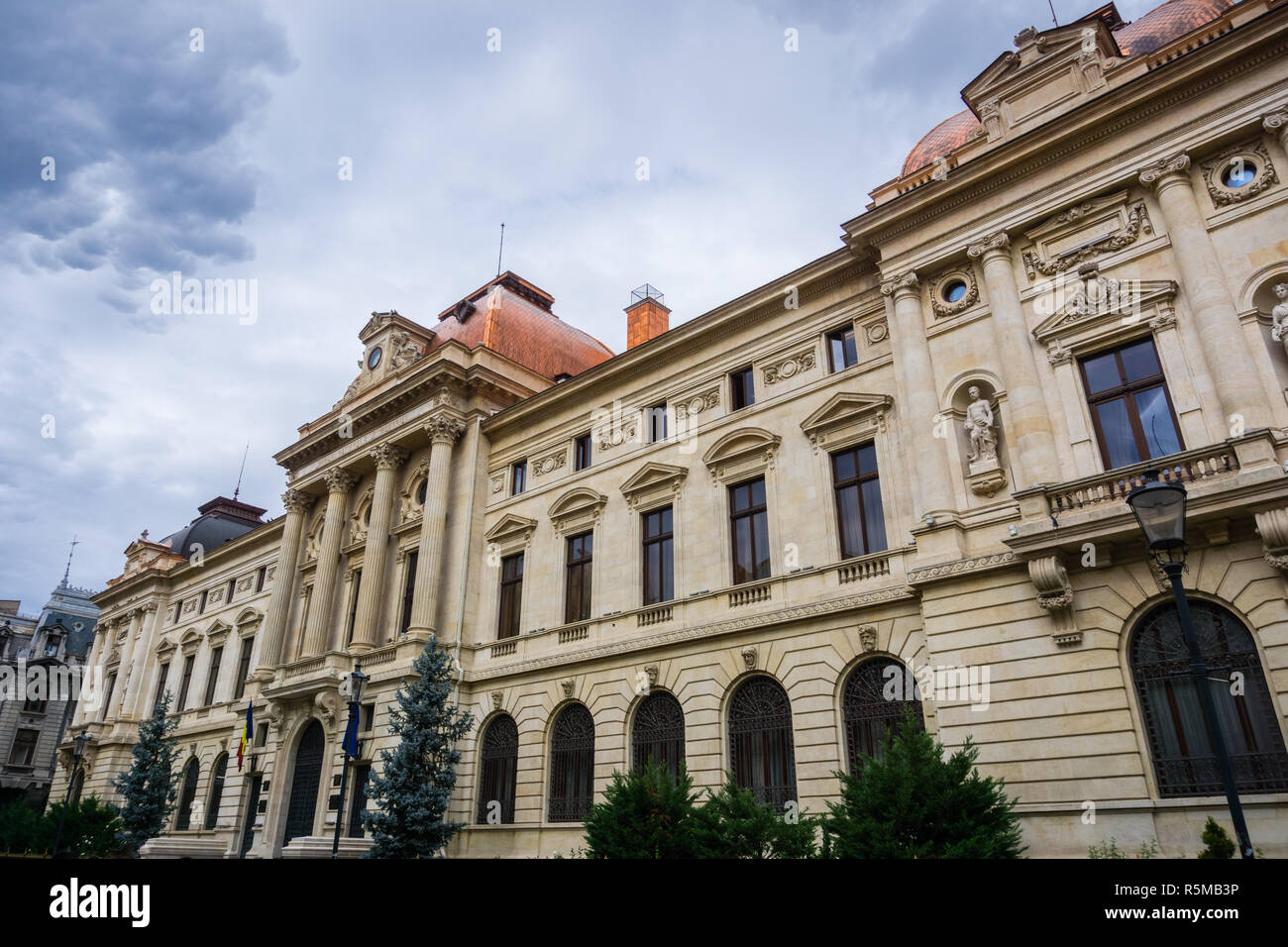 Old building housing the Romanian National Bank (BNR) in the old town, Bucharest, Romania Stock Photo
