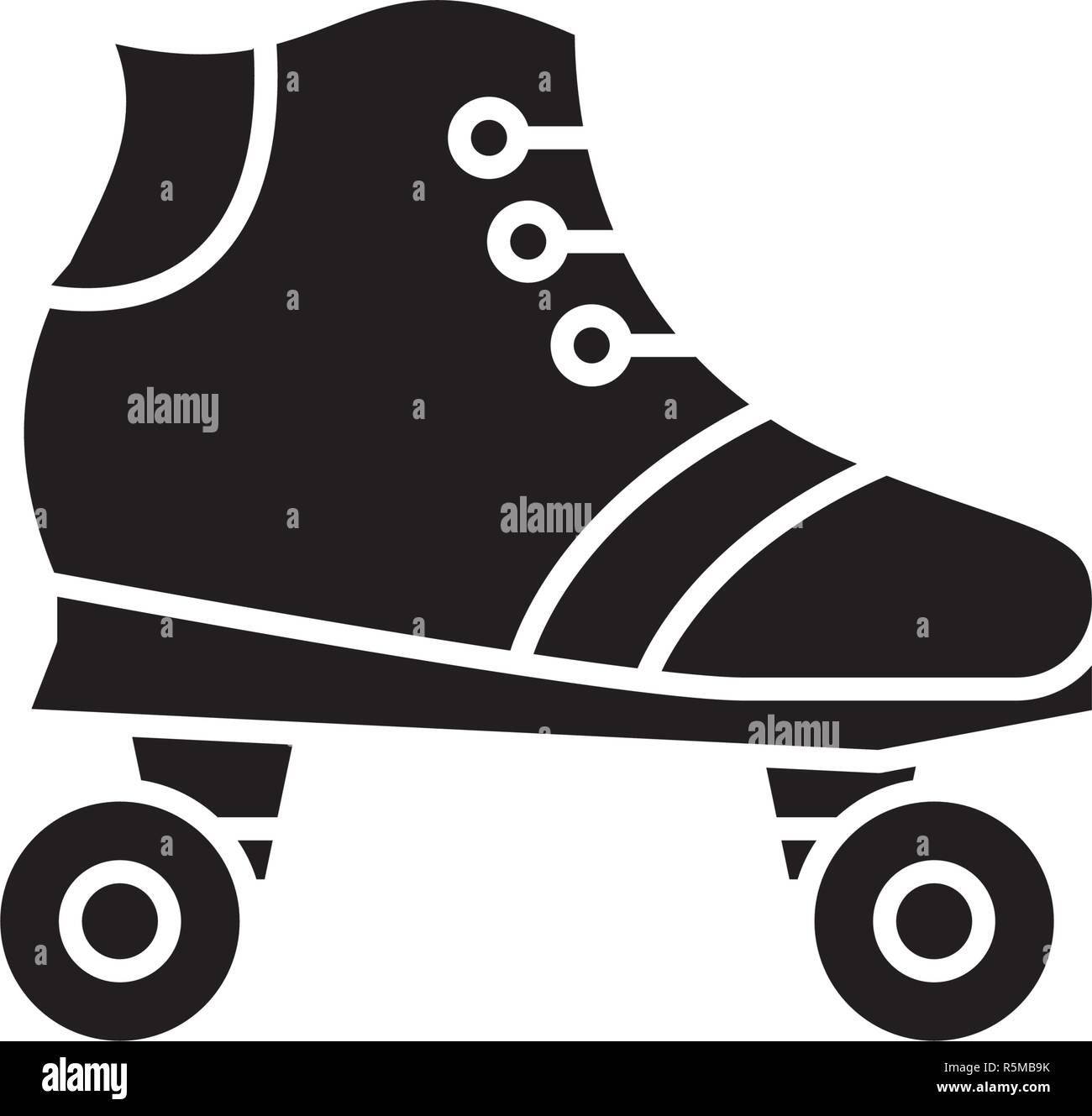 Roller skates black icon, vector sign on isolated background. Roller