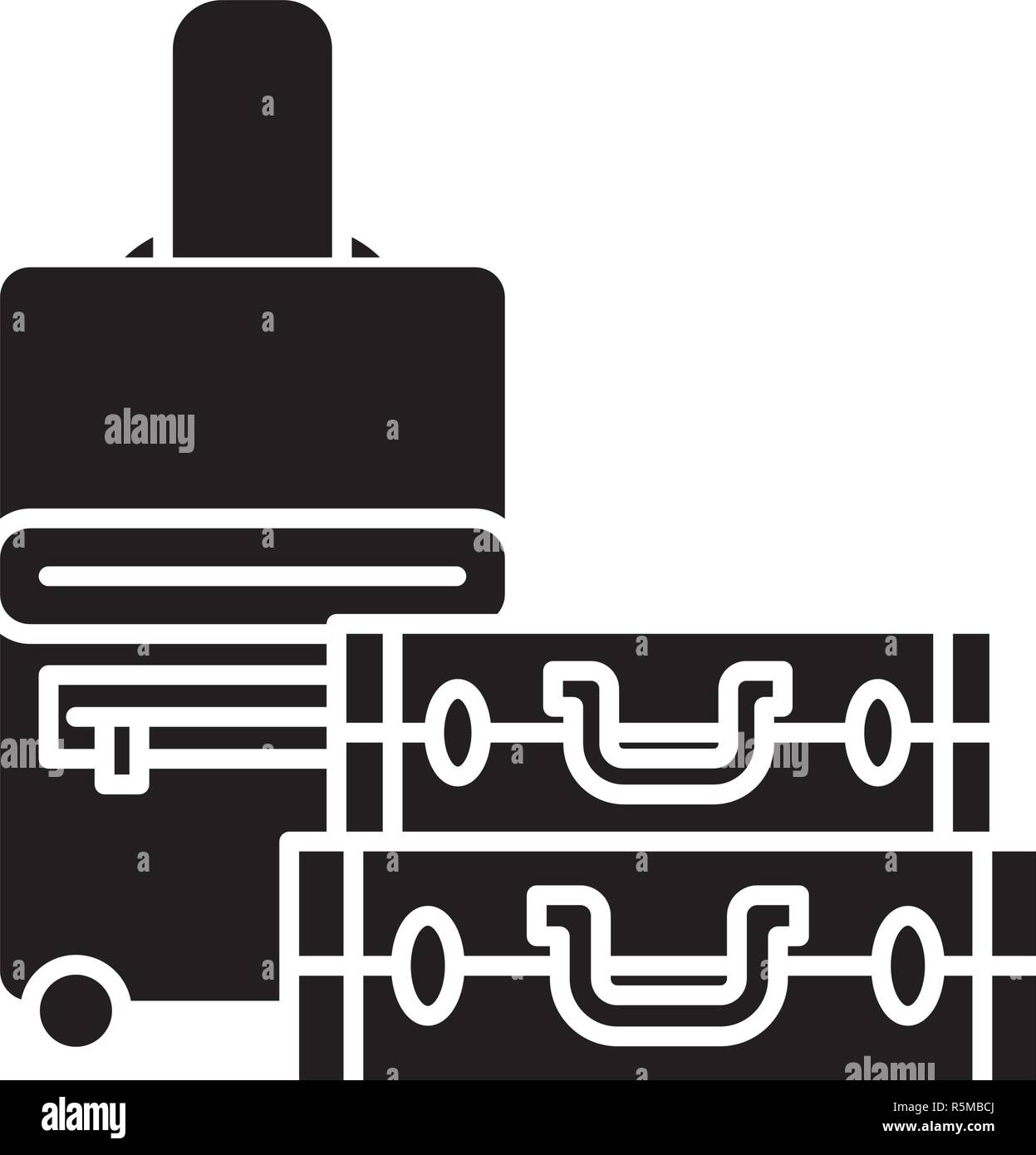 Luggage black icon, vector sign on isolated background. Luggage concept