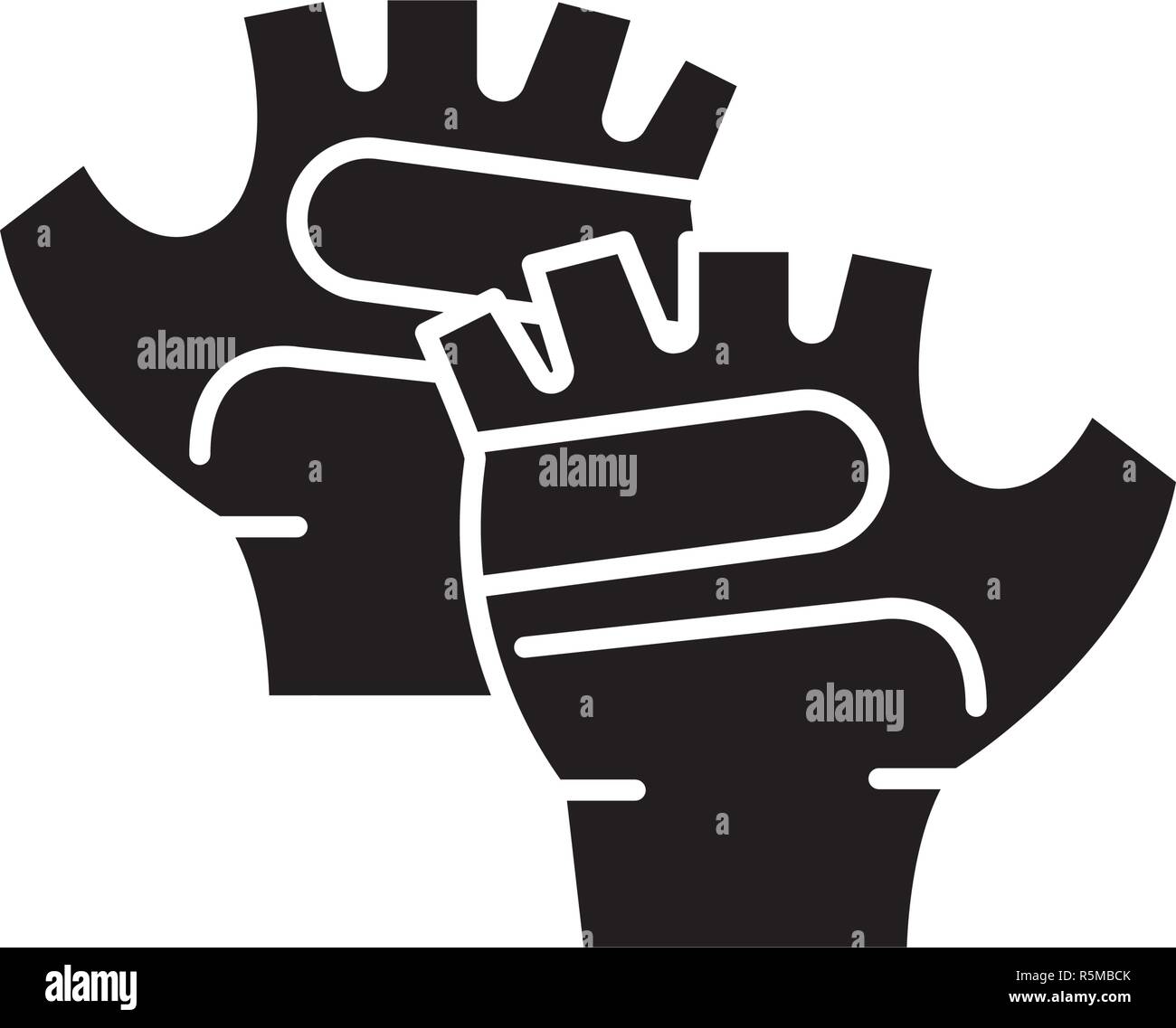 Sport gloves black icon, vector sign on isolated background. Sport gloves concept symbol