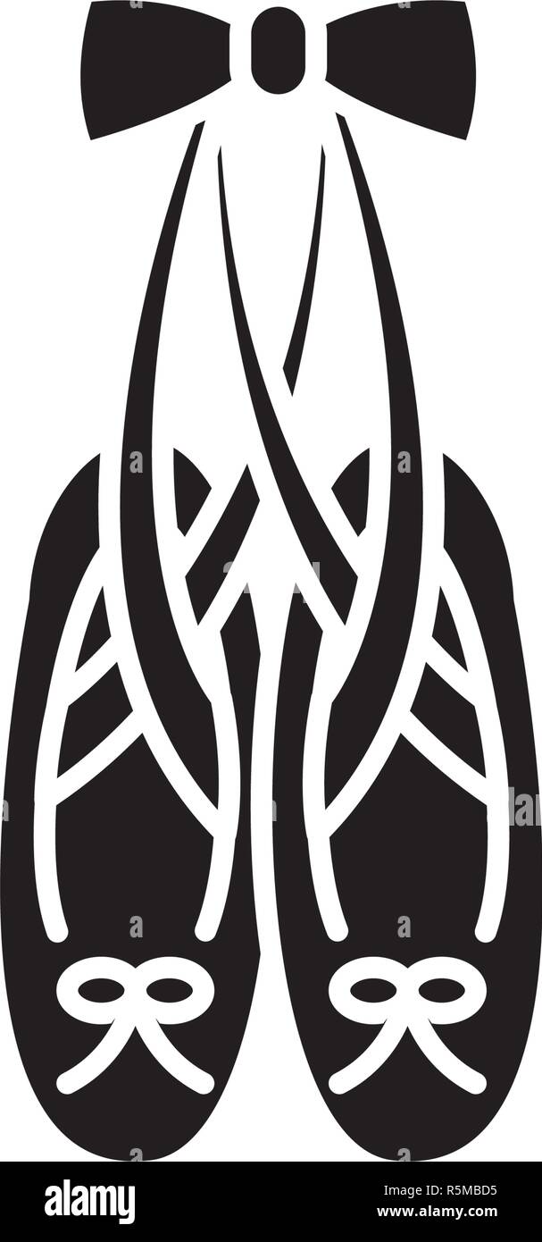 Ballet shoes black icon, vector sign on isolated background. Ballet