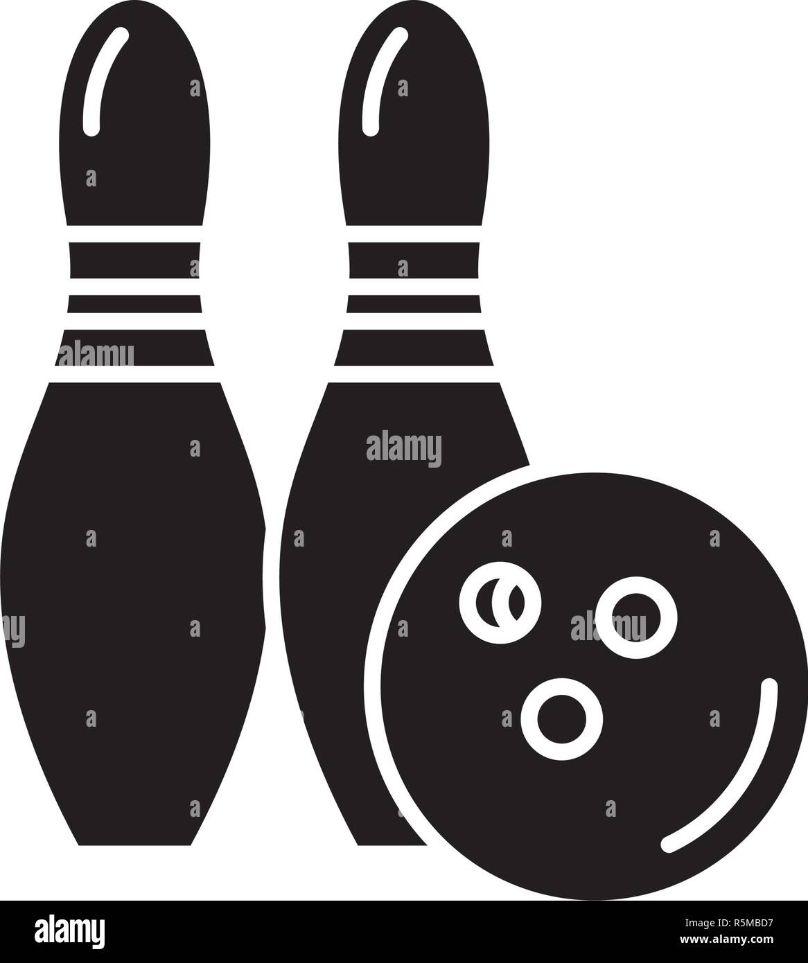 Bowling black icon, vector sign on isolated background. Bowling concept ...