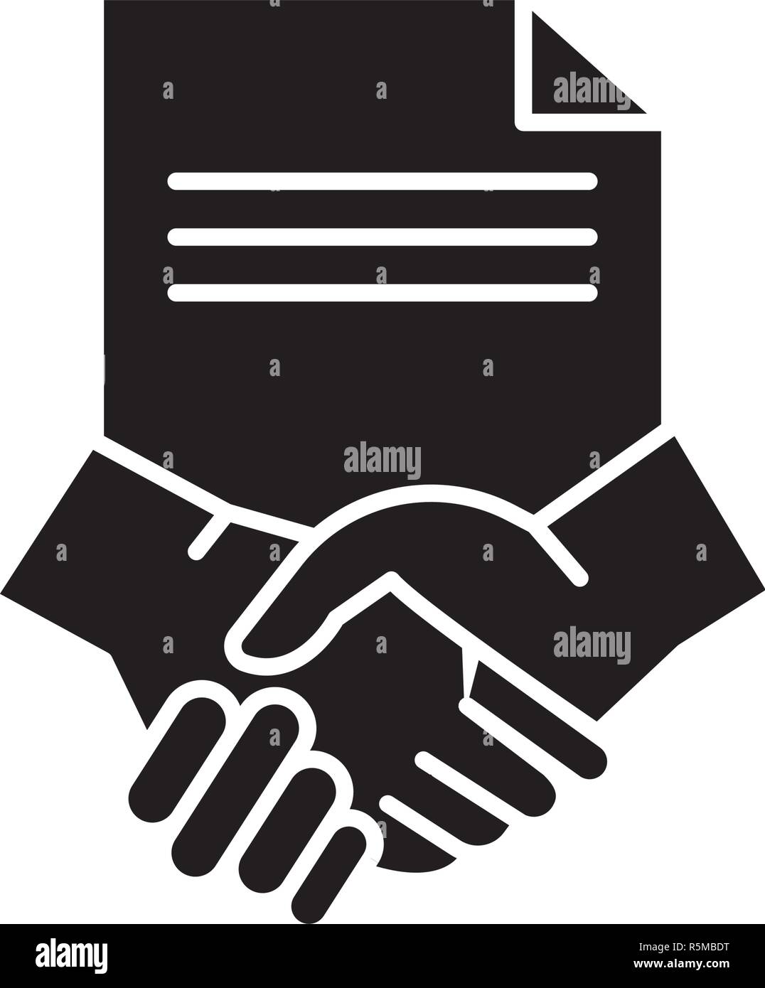 Conclusion of a contract black icon, vector sign on isolated background. Conclusion of a contract concept symbol, illustration  Stock Vector