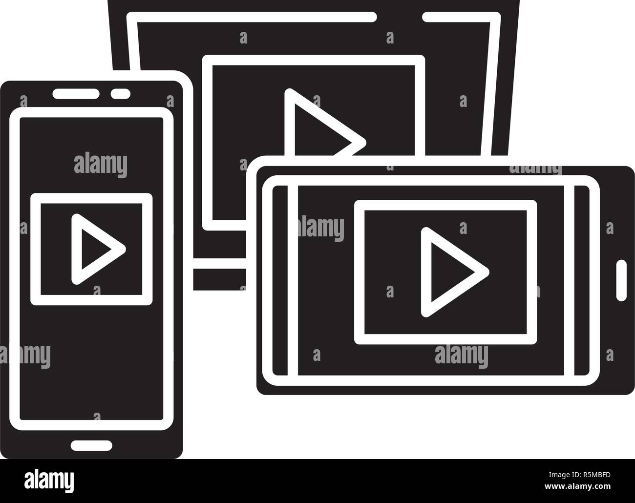 Adaptive video design black icon, vector sign on isolated background