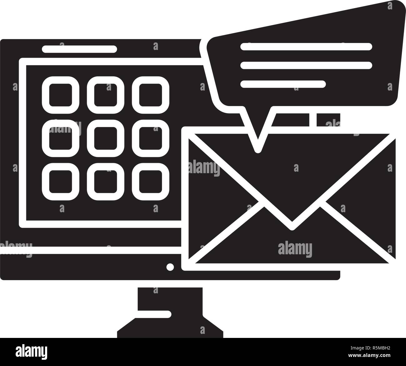 E-mail black icon, vector sign on isolated background. E-mail concept ...