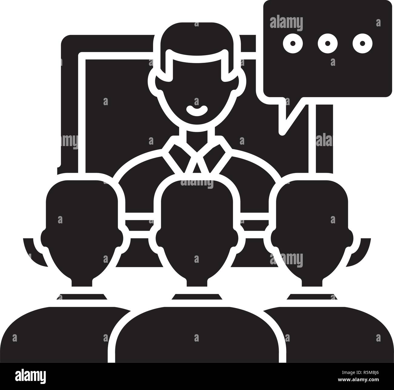 Online Lecture Black Icon Vector Sign On Isolated Background