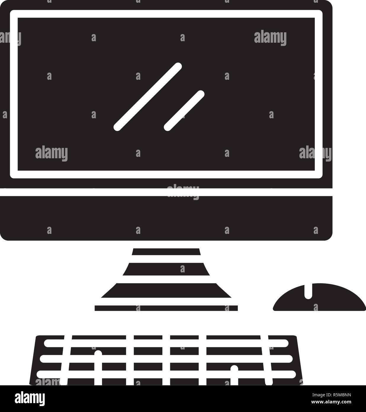 Modern computer black icon, vector sign on isolated background. Modern ...