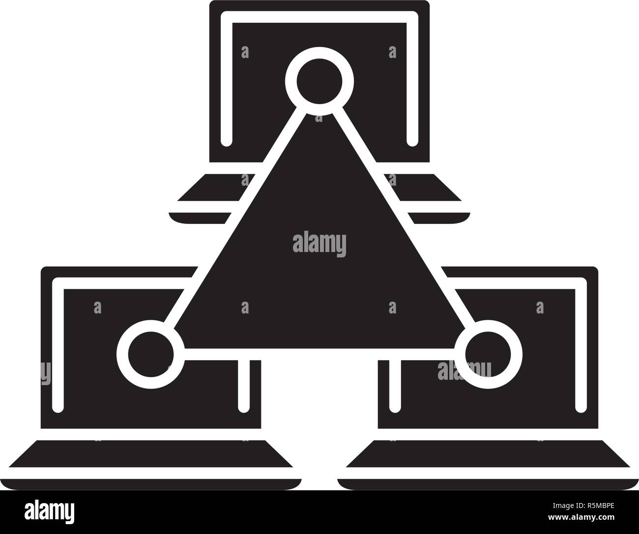 Computer working group black icon, vector sign on isolated background ...