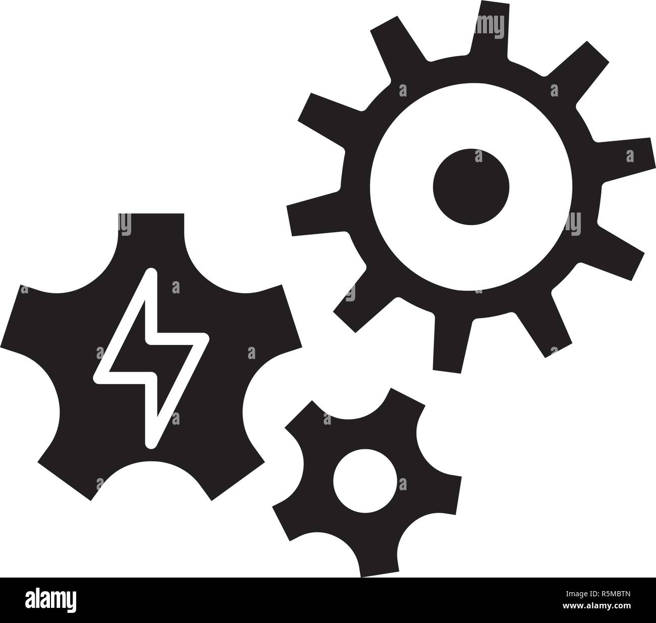 Power supply black icon, vector sign on isolated background. Power