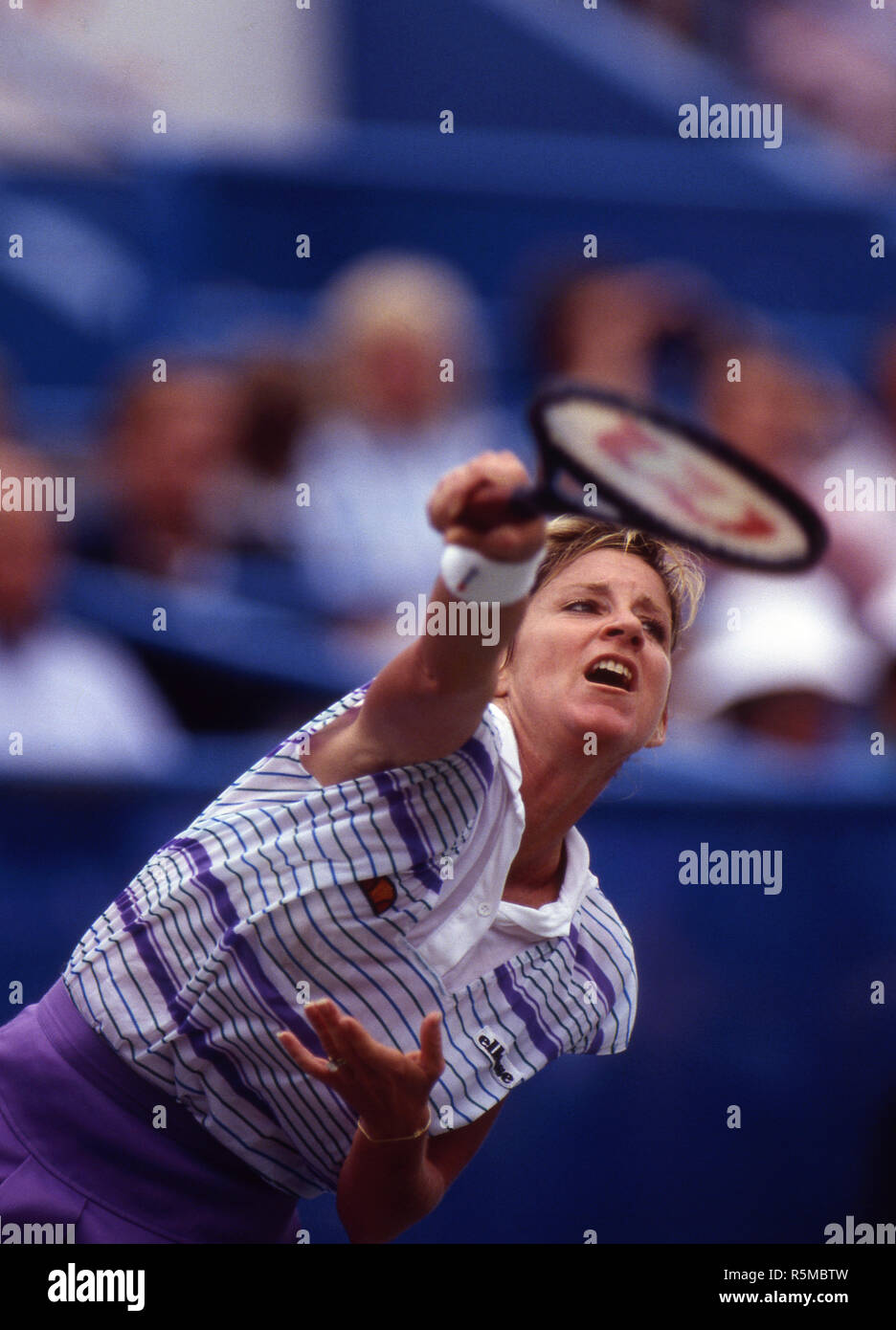 Chris Evert competing in U.S. Open in Flushing Meadows during the 1980's. Stock Photo