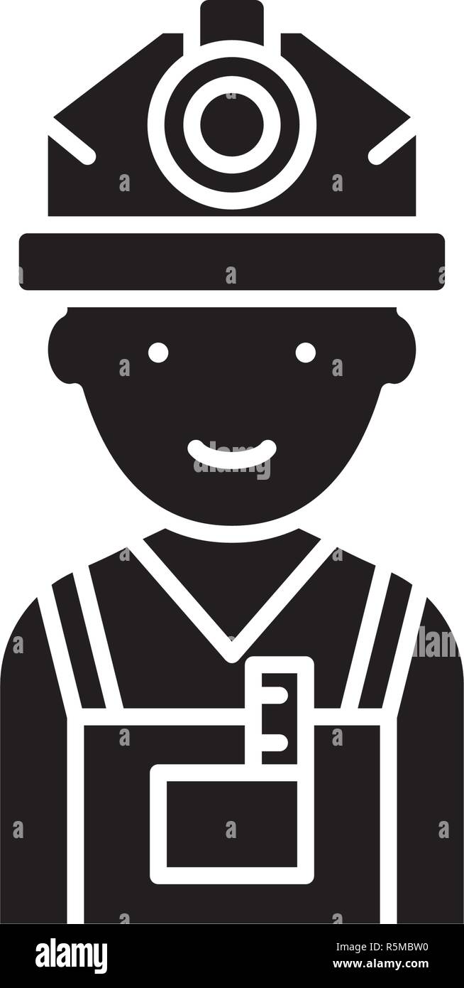Engineer black icon, vector sign on isolated background. Engineer ...
