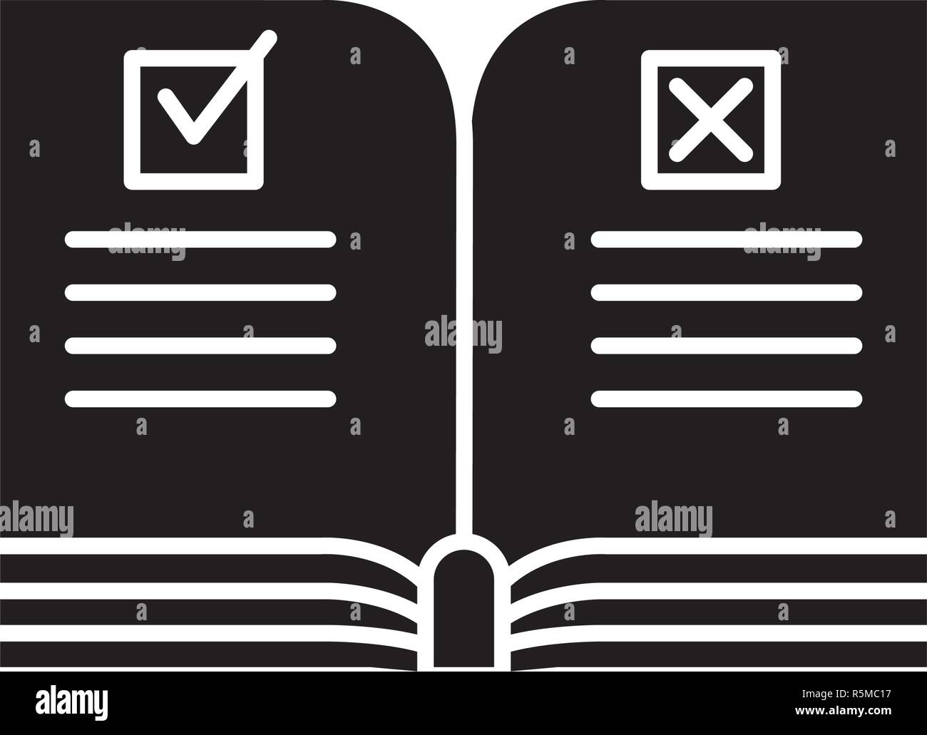 Rules black icon, vector sign on isolated background. Rules concept