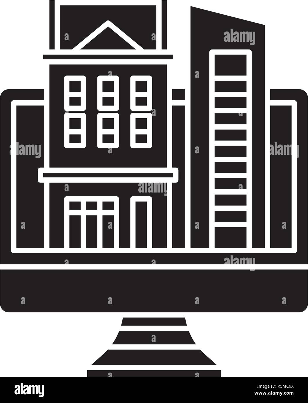 Online database of real estate black icon, vector sign on isolated ...