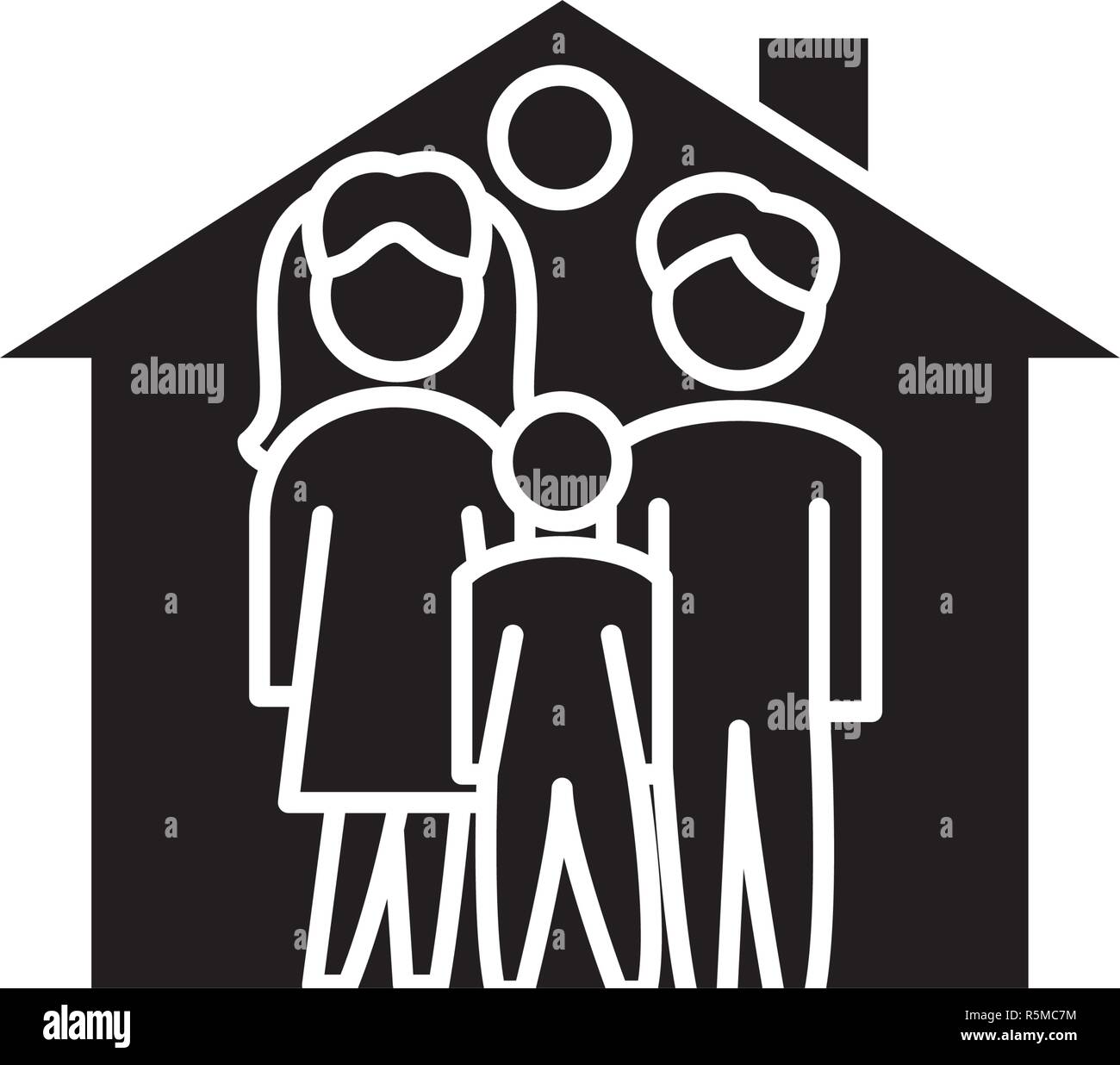 Family house black icon, vector sign on isolated background. Family house concept symbol, illustration  Stock Vector