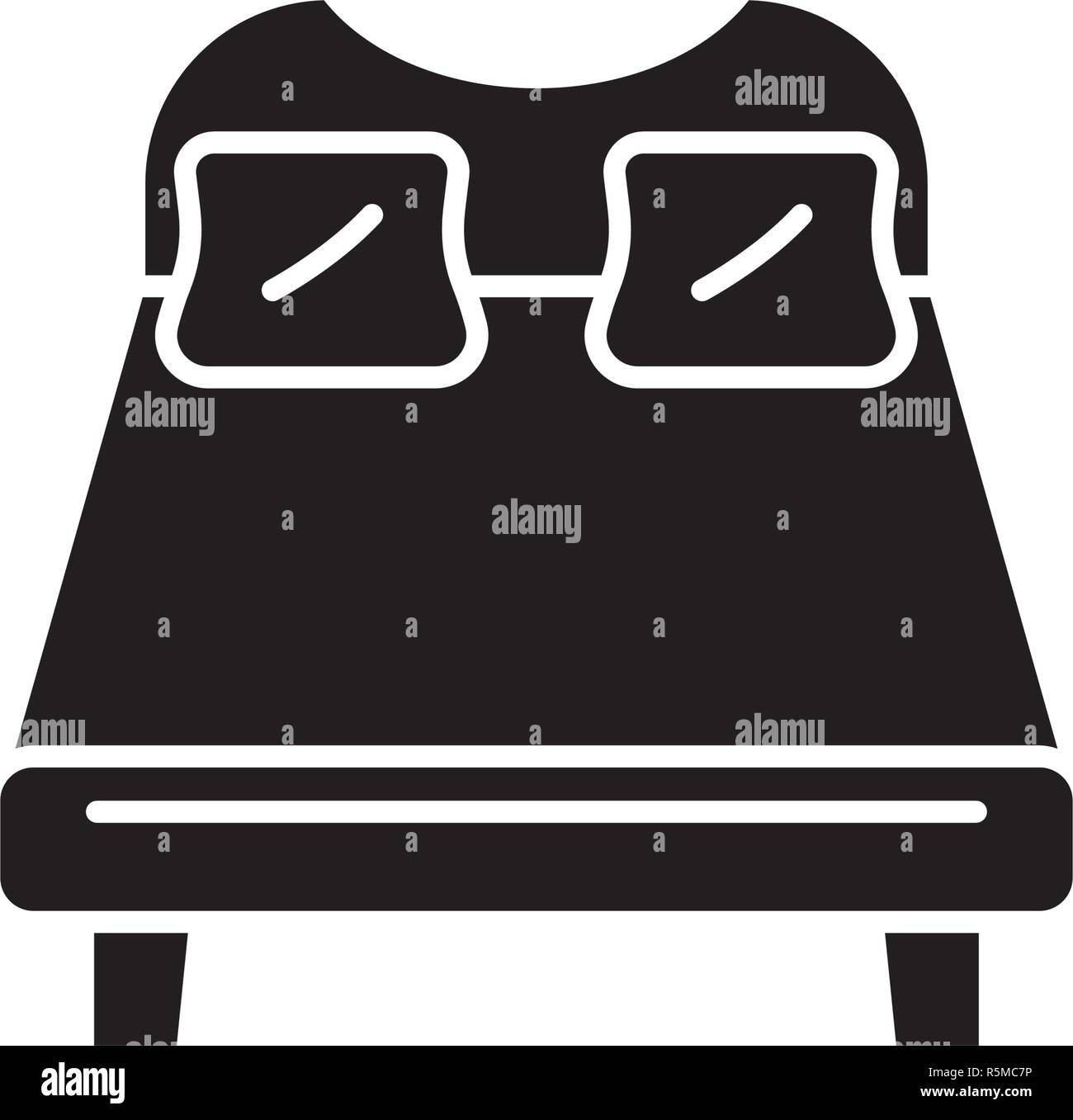 Double bed black icon, vector sign on isolated background. Double bed