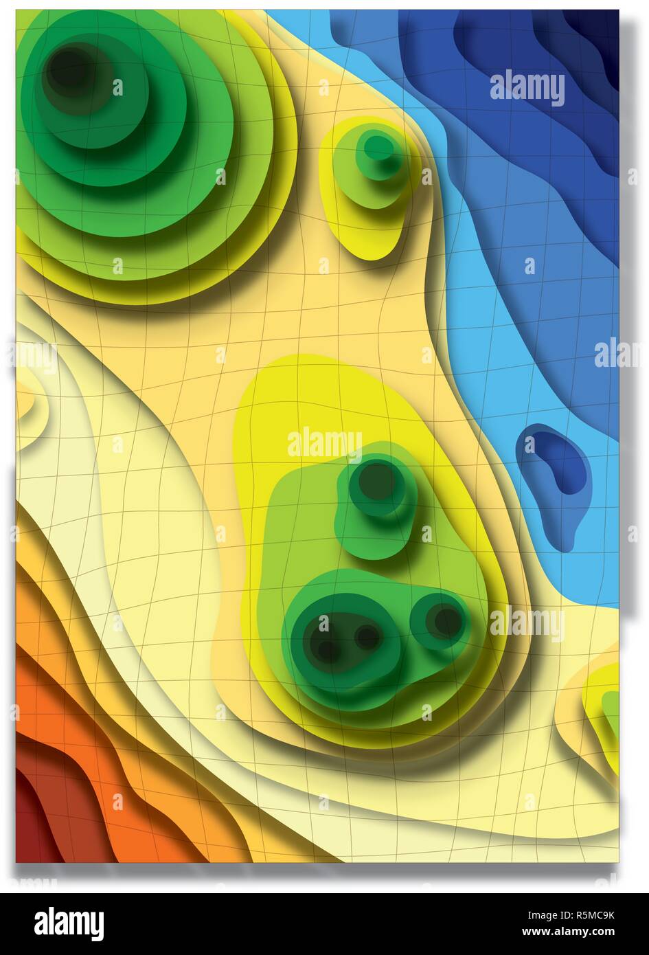 Visually stunning piece of topography. Perfect for illustrations and covers. Simplistic yet engaging. Clear, simple project, divided into groups. Stock Vector