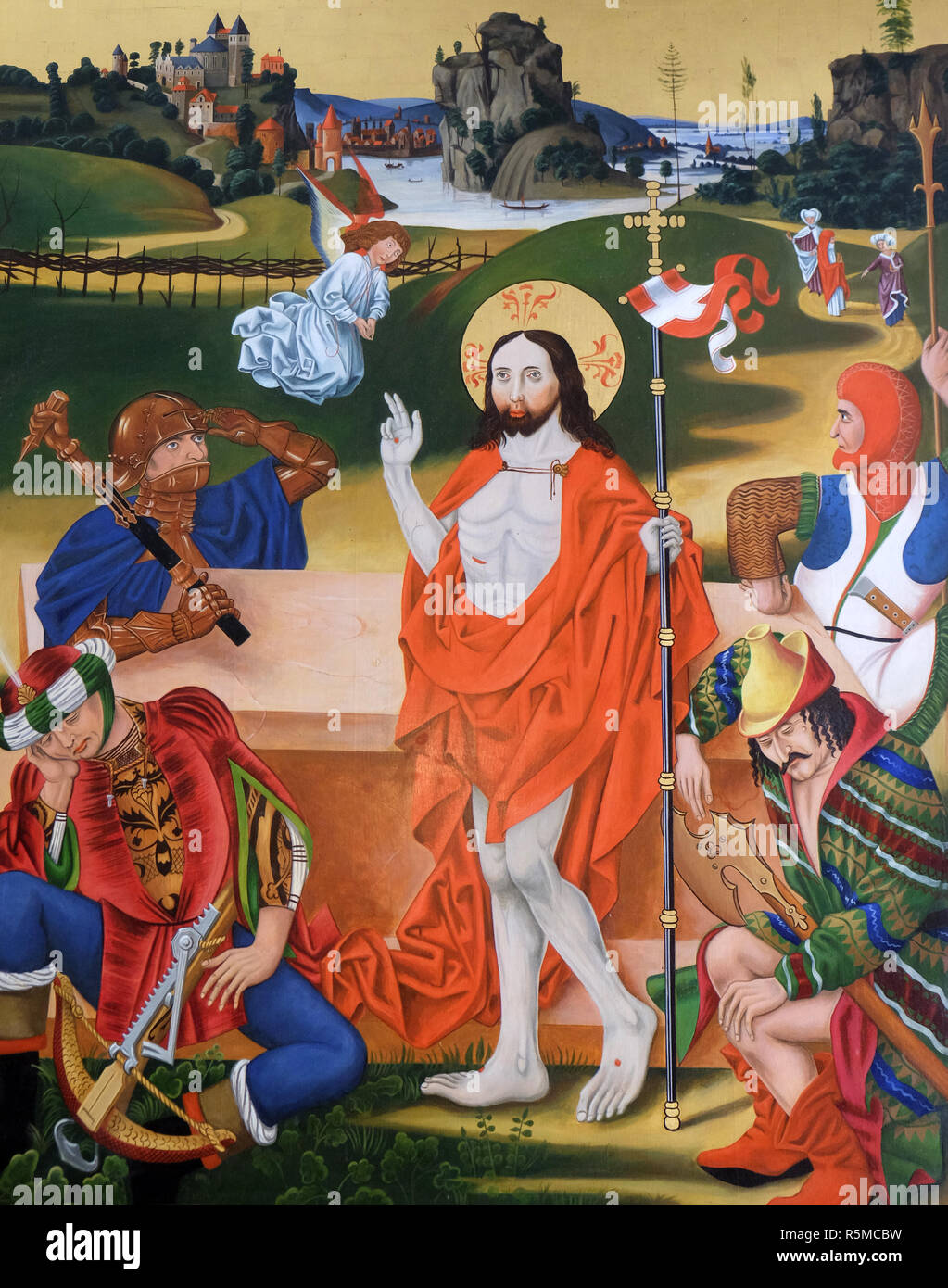 Resurrection of Christ, painting in Cistercian Abbey of Bronbach in Reicholzheim near Wertheim, Germany Stock Photo