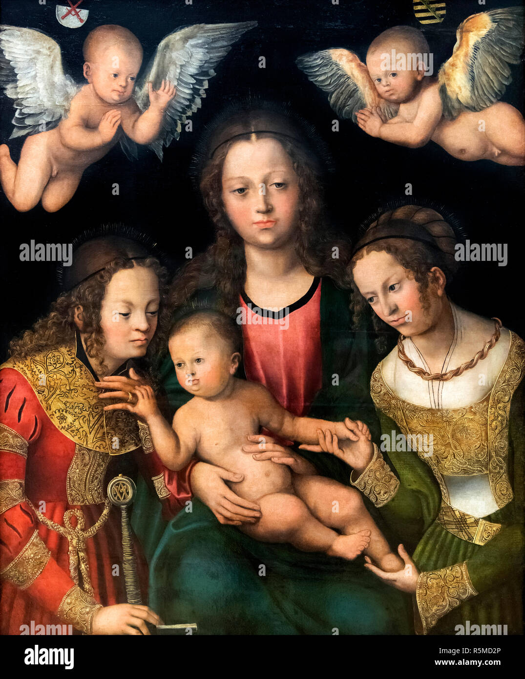The Virgin and Child with the Saints Catherine and Barbara by Lucas Cranach the Elder (1472-1553), oil on canvas, 1510-12 Stock Photo
