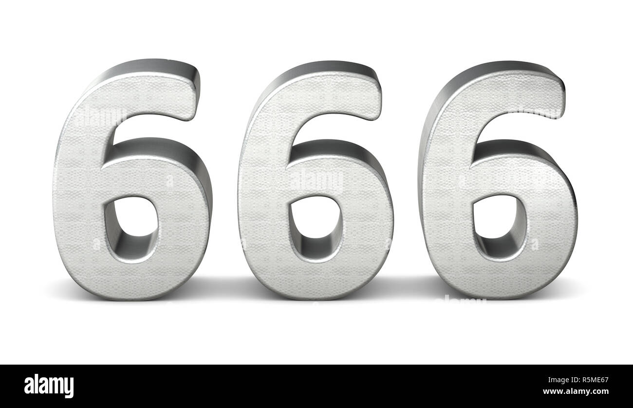 666 number 3d silver structure 3d rendering Stock Photo