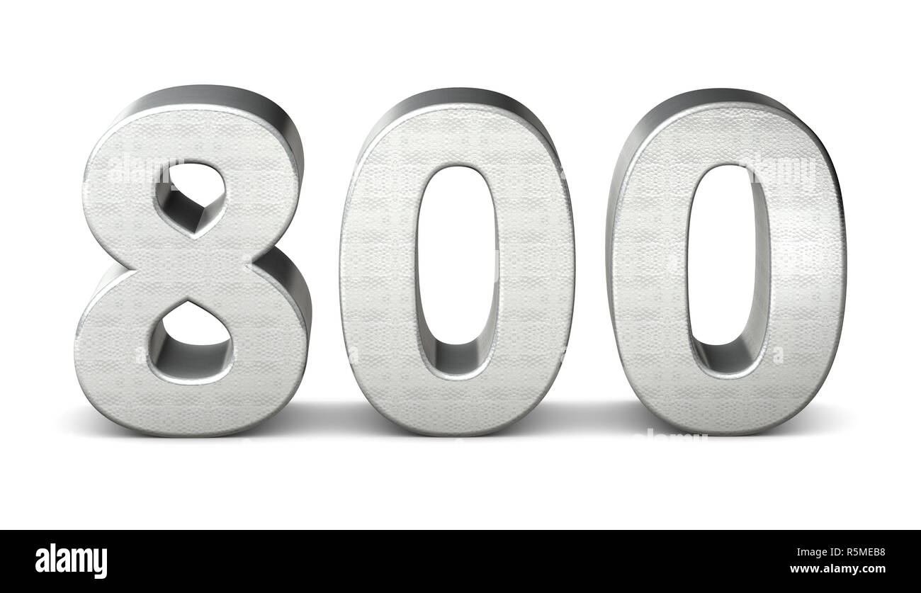 800 number 3d silver structure 3d rendering Stock Photo - Alamy