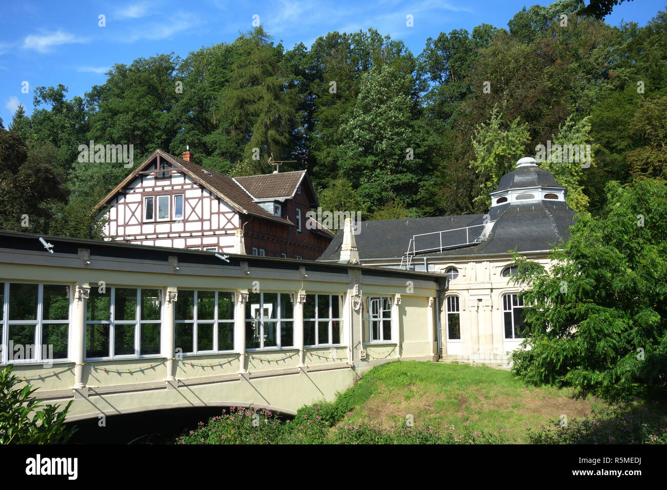 wandelhalle of the kurhaus in bad salzschlirf Stock Photo