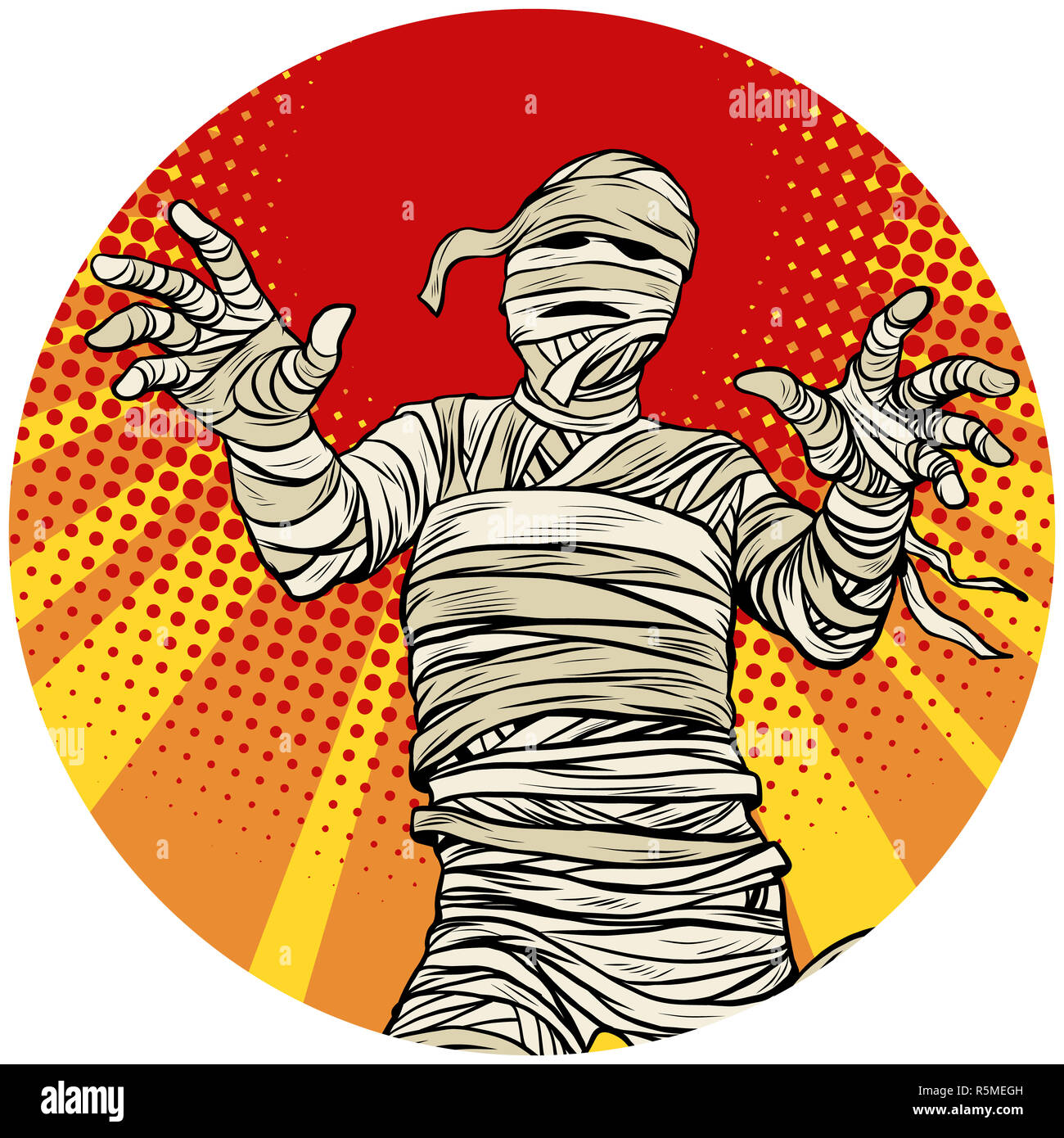 Egyptian mummy walking pop art avatar character icon Stock Photo - Alamy