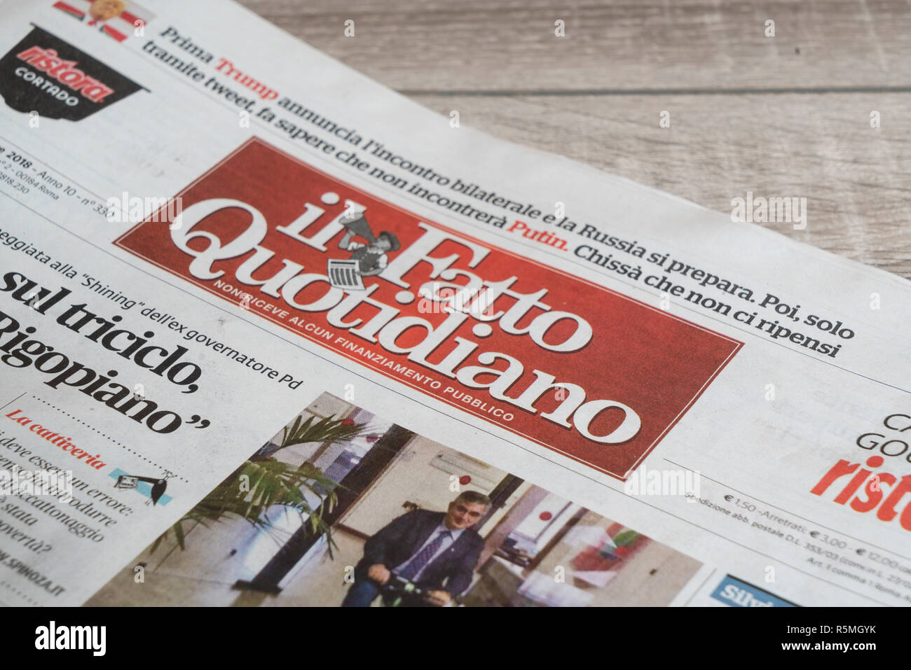 A copy of Il Fatto Quotidiano italian newspaper on the table Stock Photo