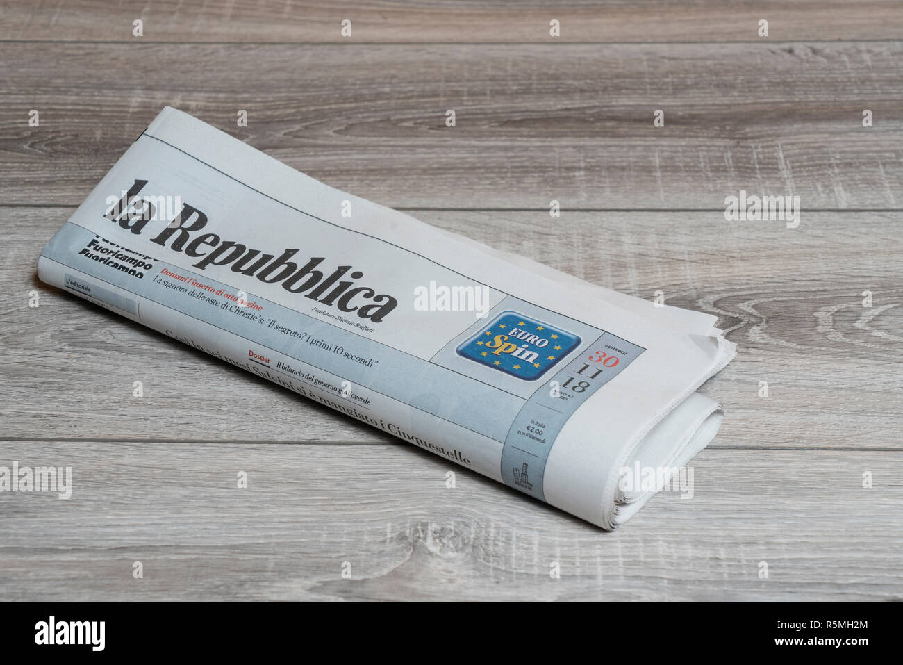 A copy of La Repubblica italian newspaper on the table Stock Photo