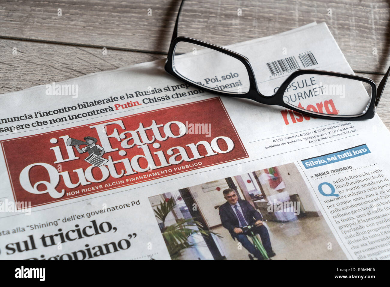 A copy of Il Fatto Quotidiano italian newspaper on the table Stock Photo