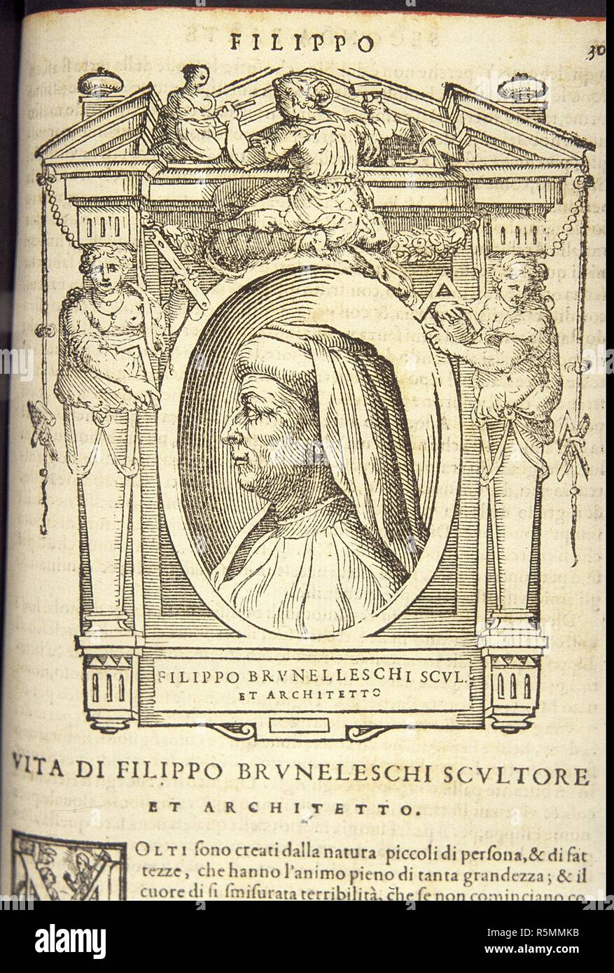 Filippo Brunelleschi. From: Giorgio Vasari, The Lives of the Most Excellent Italian Painters, Sculptors, and Architects. Museum: PRIVATE COLLECTION. Stock Photo