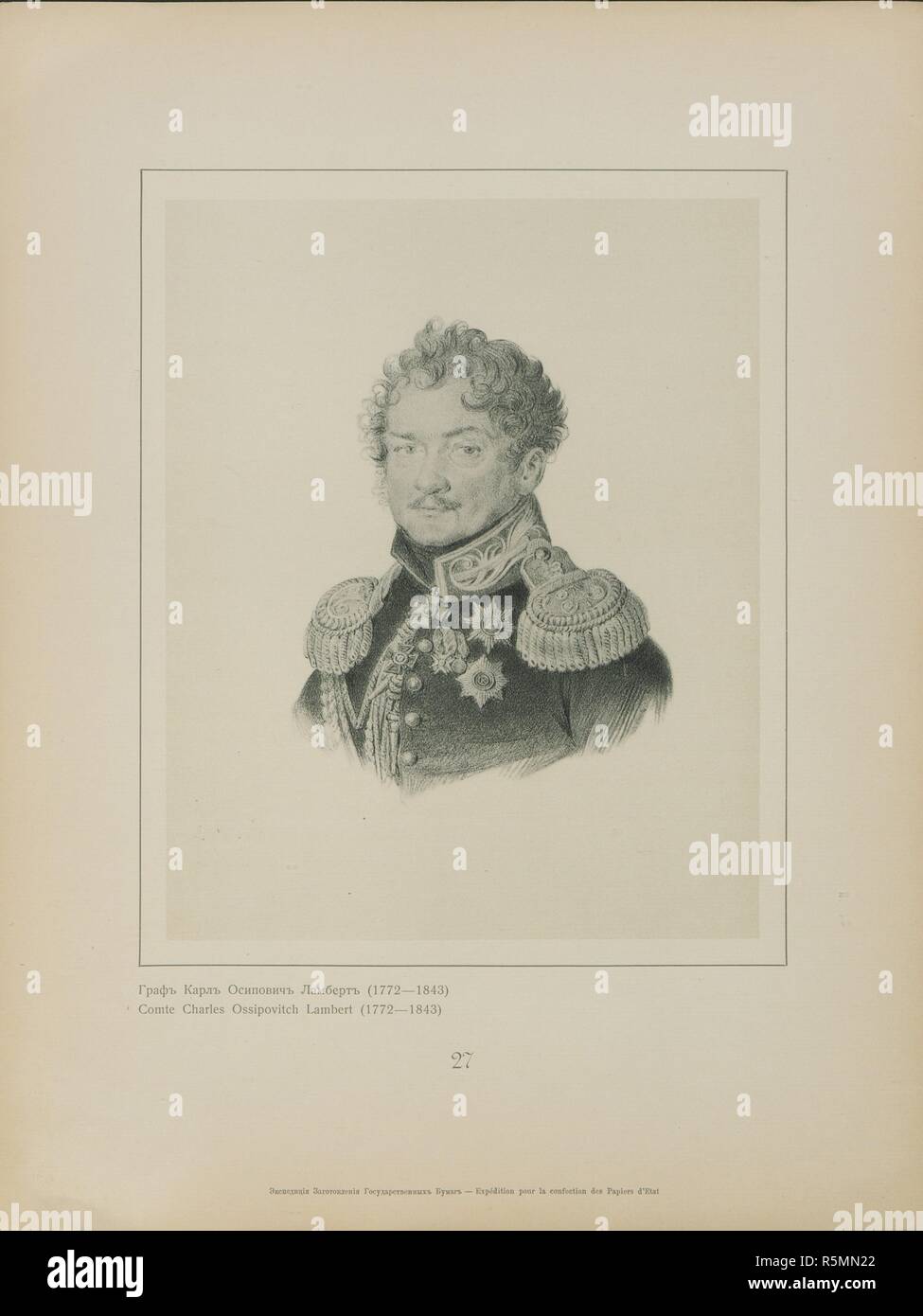 Count Charles (Karl Osipovich) de Lambert (1773-1843). Museum: Russian State Library, Moscow. Author: Saint-Aubin, Louis de. Stock Photo