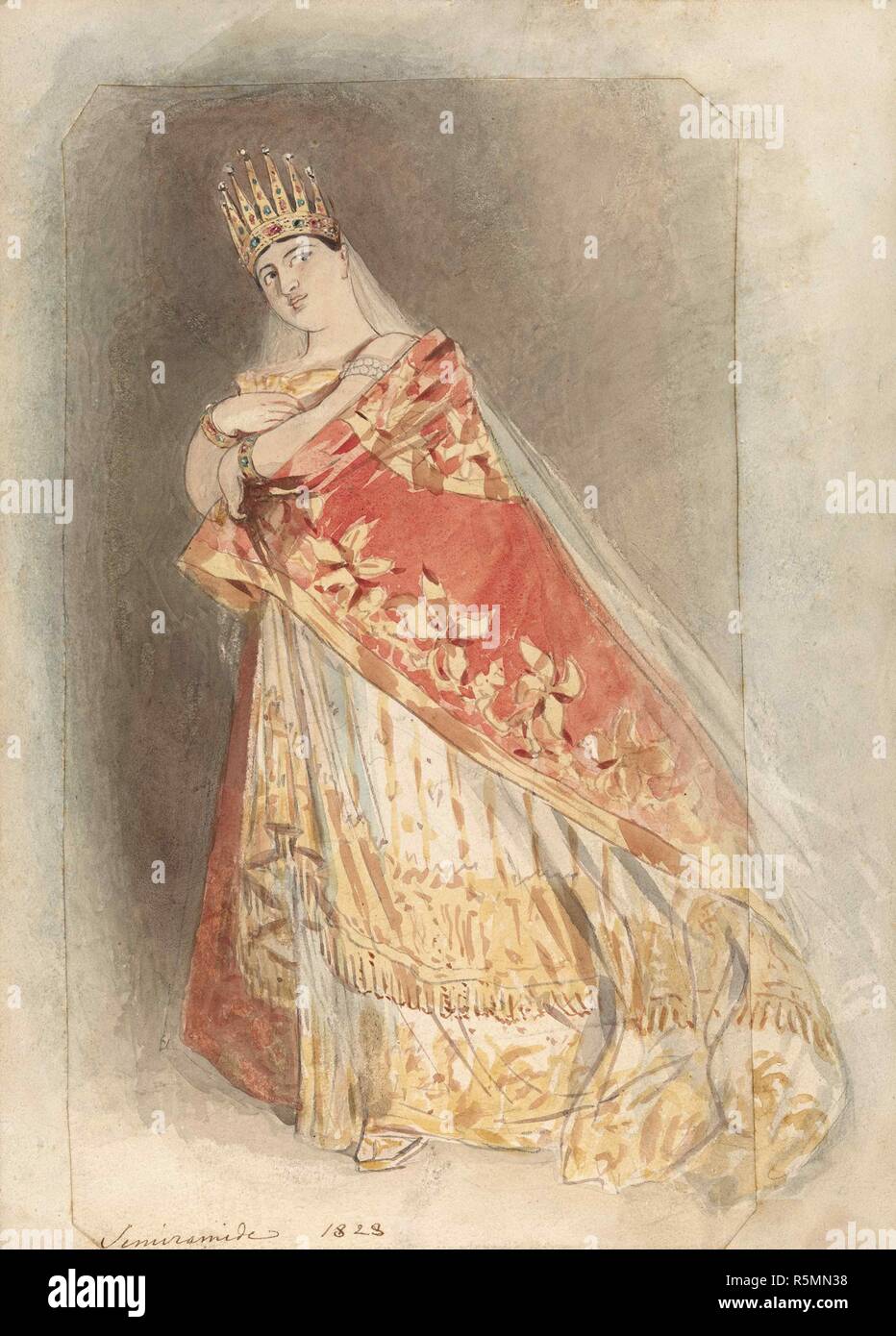 Giuditta Pasta (1798-1865) as Semiramide in the Opera by Gioachino Rossini. Museum: PRIVATE COLLECTION. Author: Chalon, Alfred Edward. Stock Photo