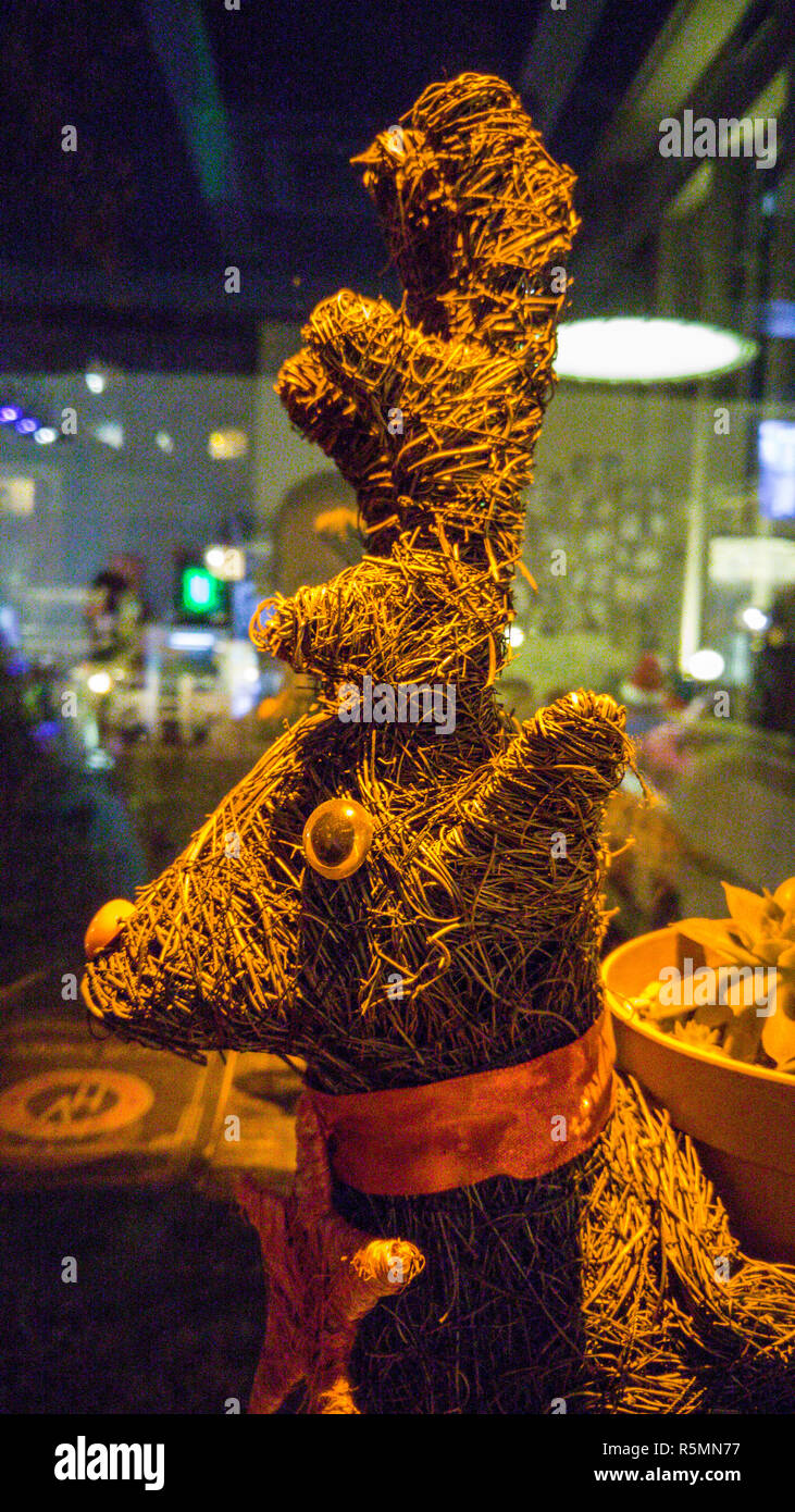 Decorative Reindeer Flower Pot With A Ribbon Christmas