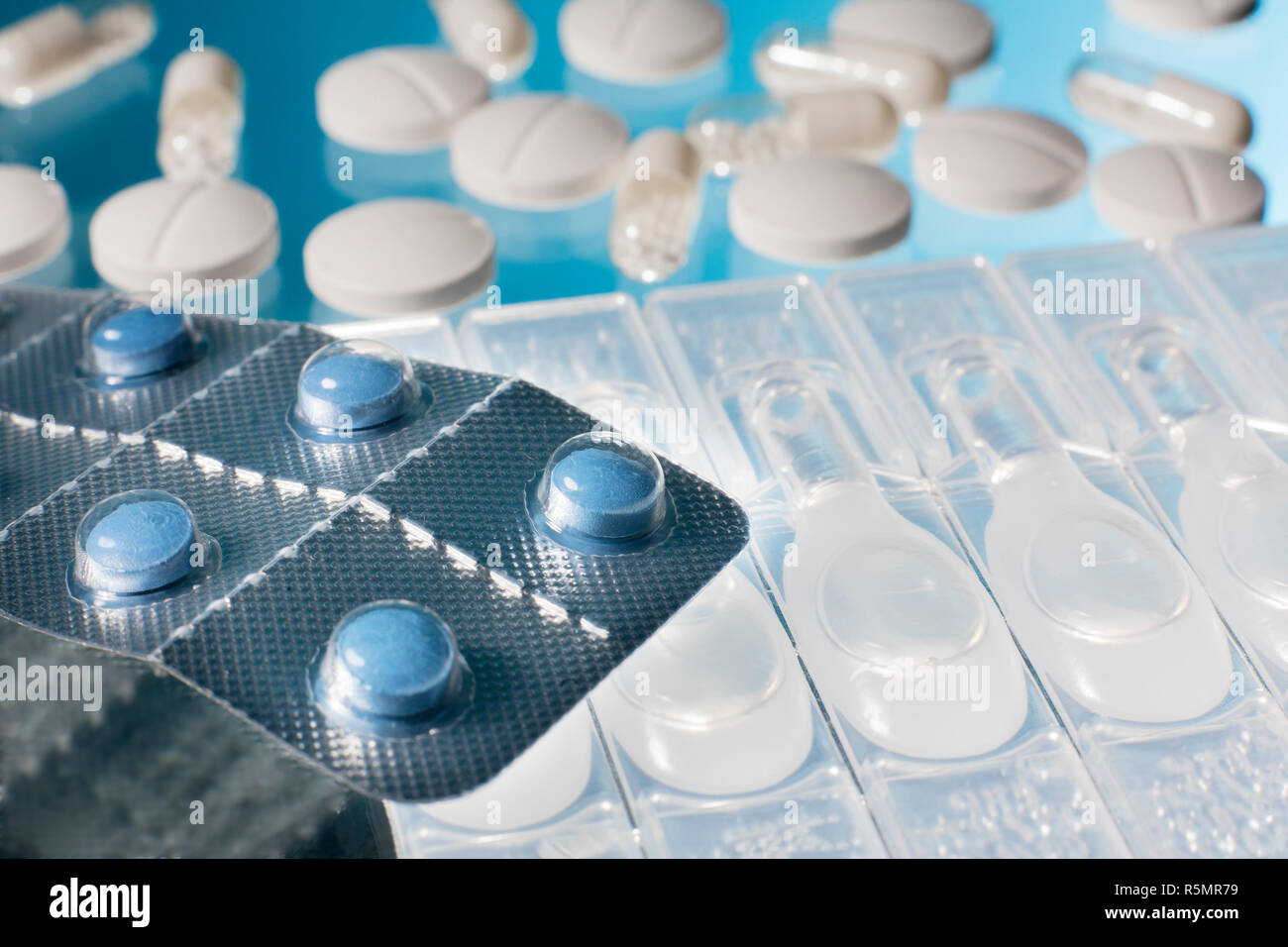 Medicine in tablets, ampoules and capsules Stock Photo Alamy