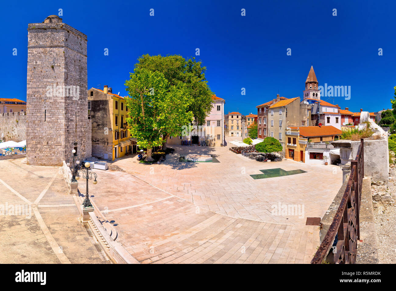 Zadar Five wells square and historic architecture panoramic view Stock Photo