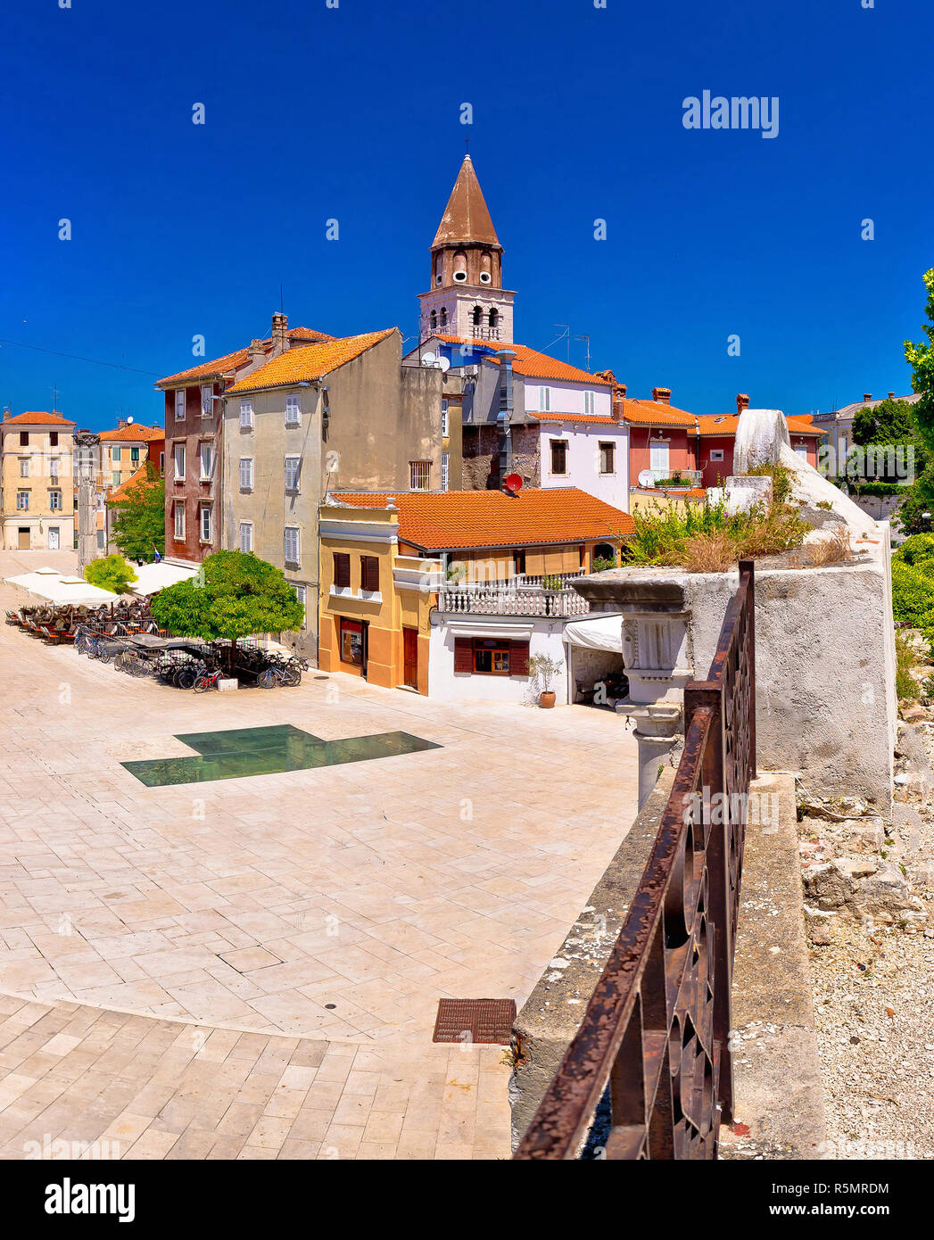 Zadar Five wells square and historic architecture panoramic view Stock Photo