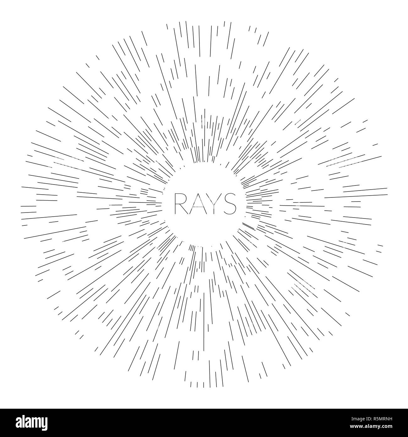 Linear Drawing Art Deco Vintage Sun Burst Frames In Black And White