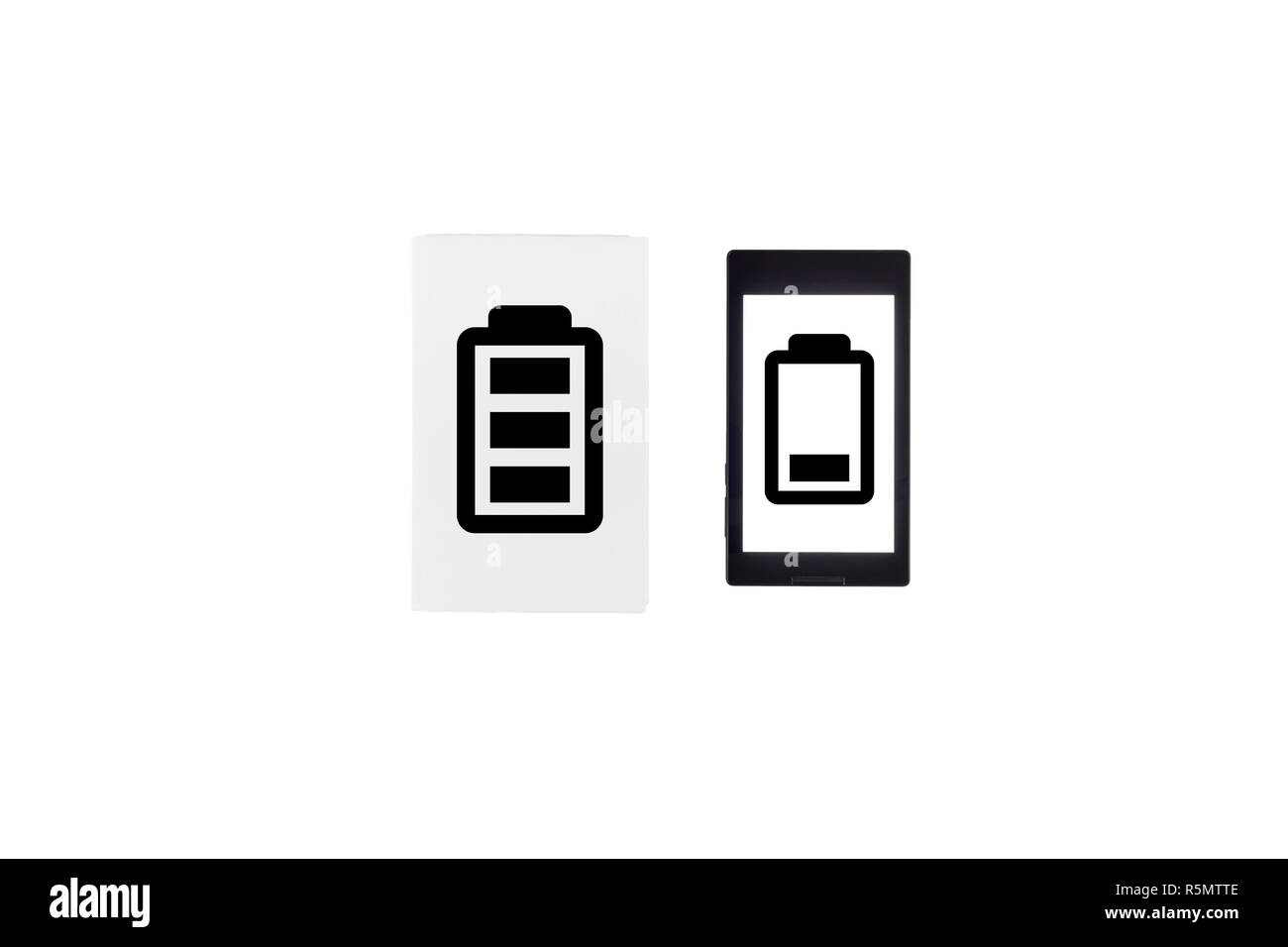 Comparison of a tablet and a book isolated on white. Battery life