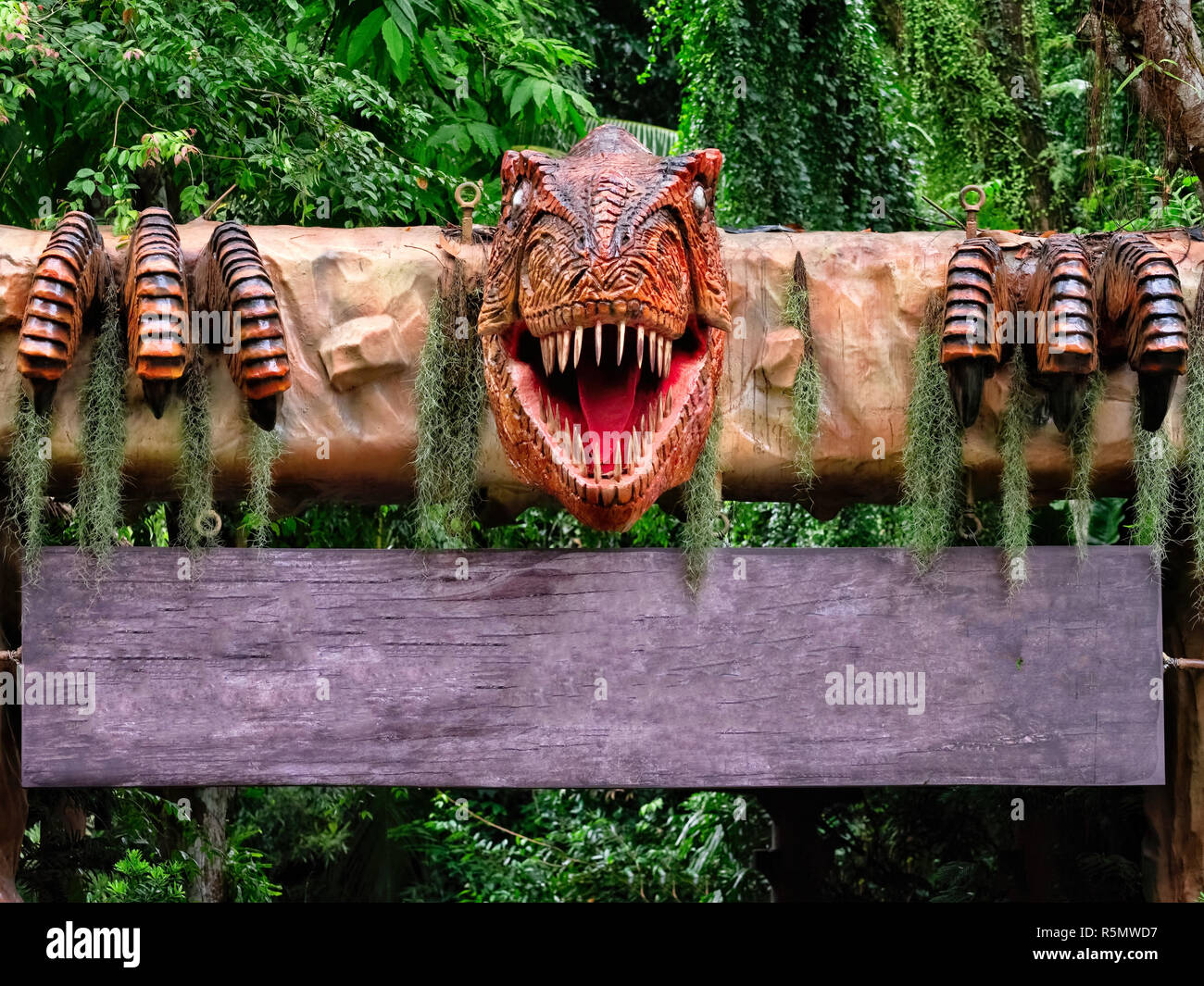 dinosaur theme park signboard Stock Photo