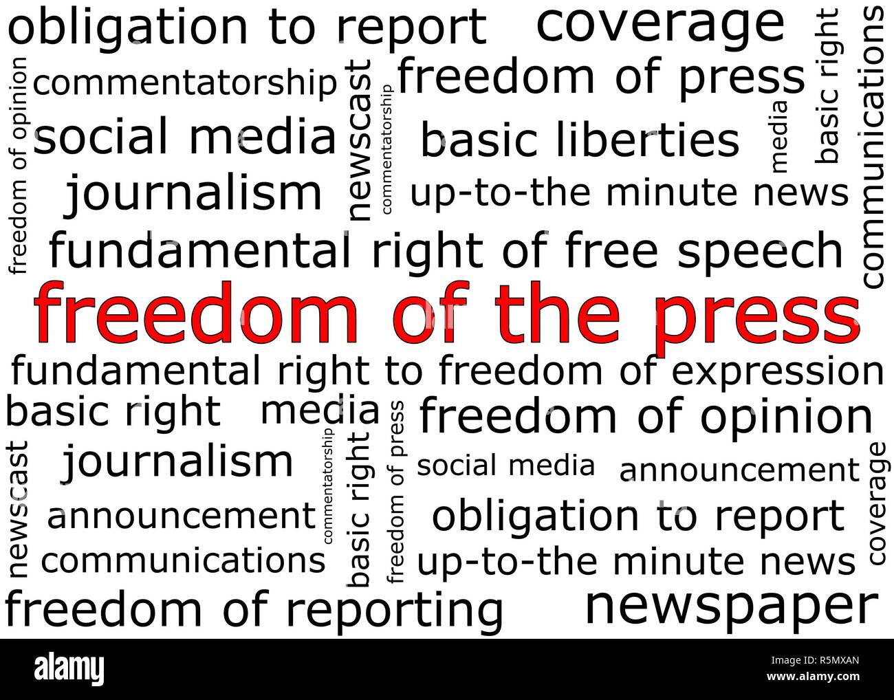 Freedom of the Press wordcloud - illustration Stock Photo