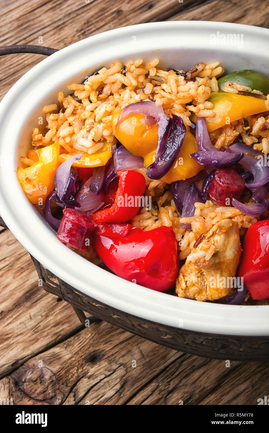 Creole Jambalaya with chicken and sausage Stock Photo Alamy
