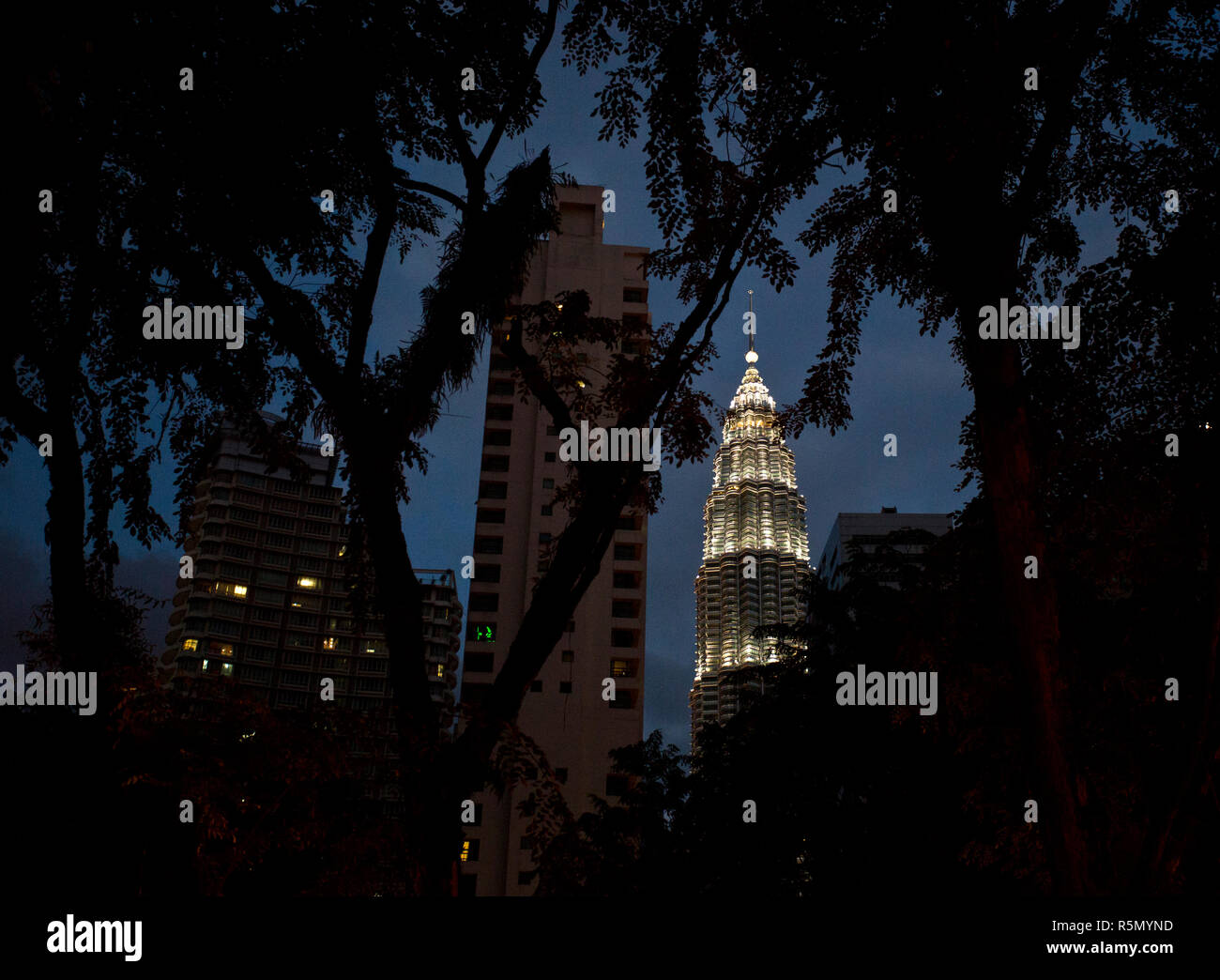 Views of Petronas Towers in Kuala Lumpur,Malaysia Stock Photo