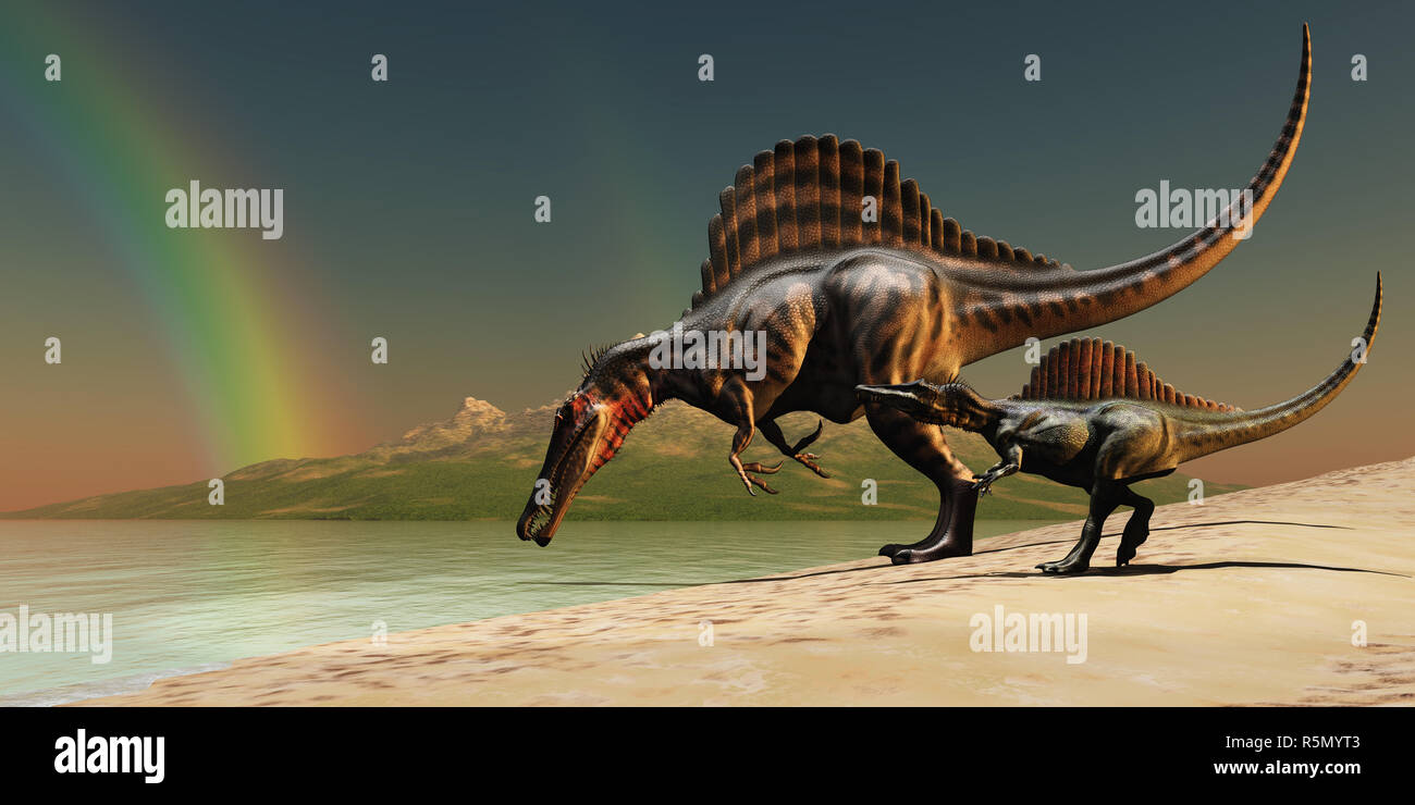 Spinosaurus Rainbow Stock Photo