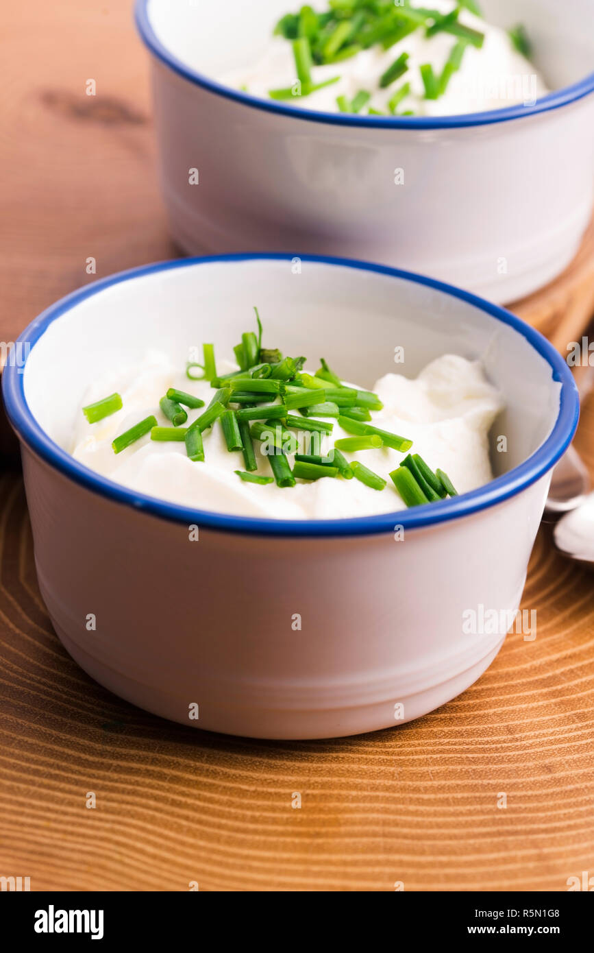 cottage cheese with chives Stock Photo Alamy