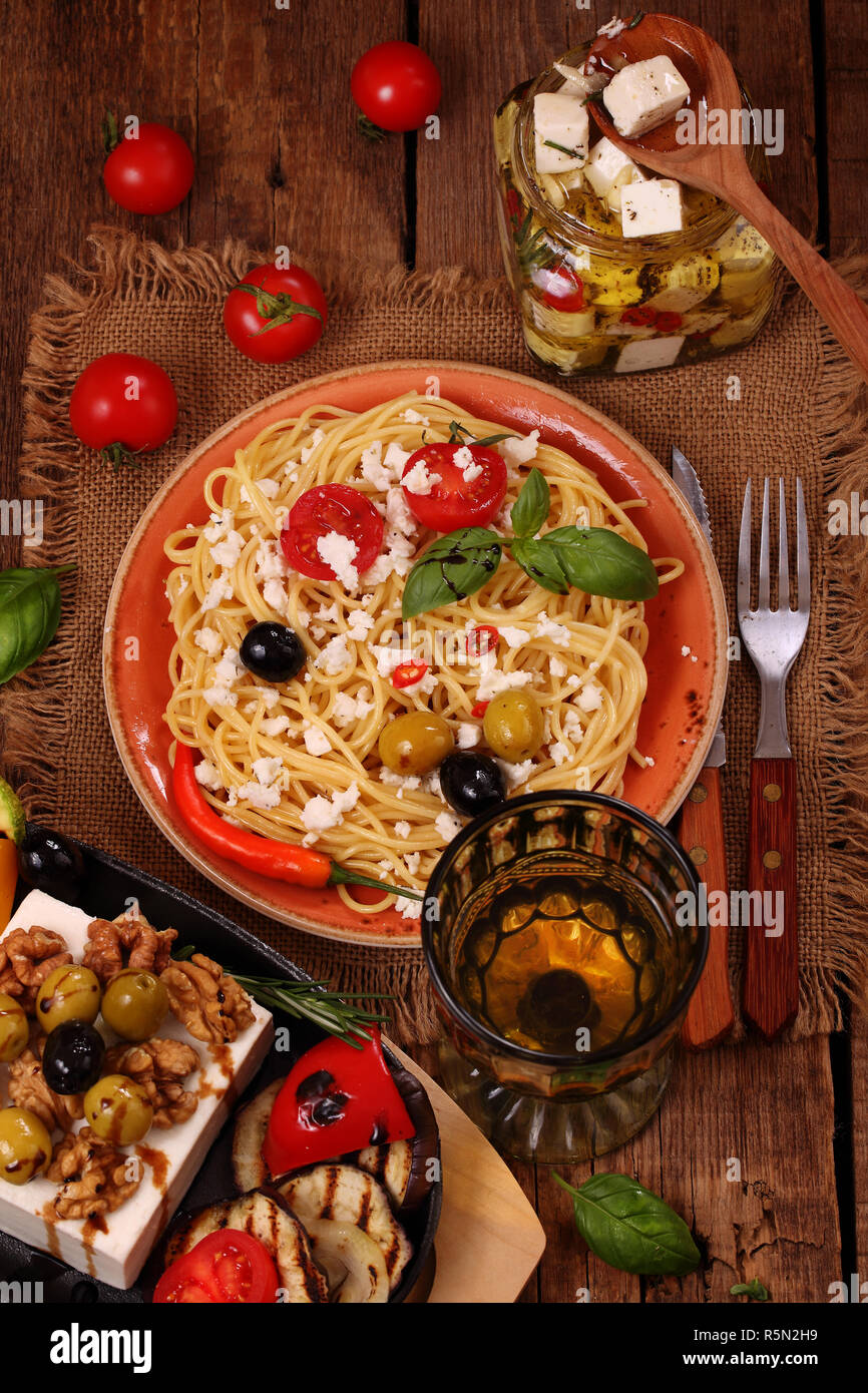 Feta with spaghetti Stock Photo Alamy